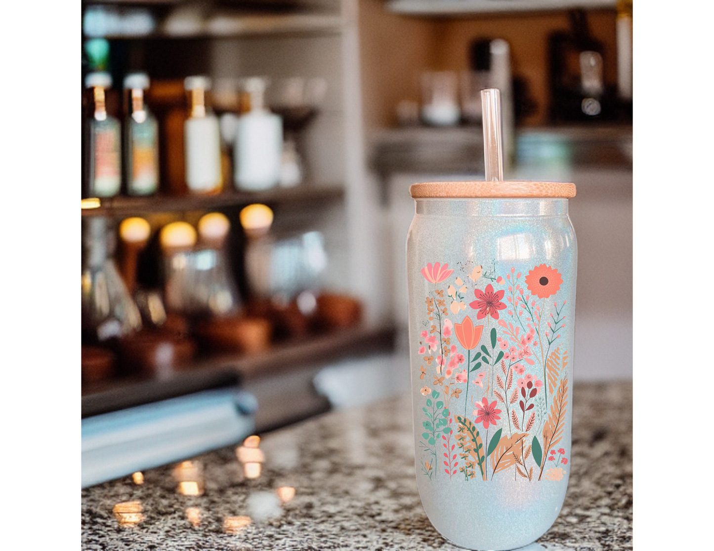Spring Floral Glass Tumbler
