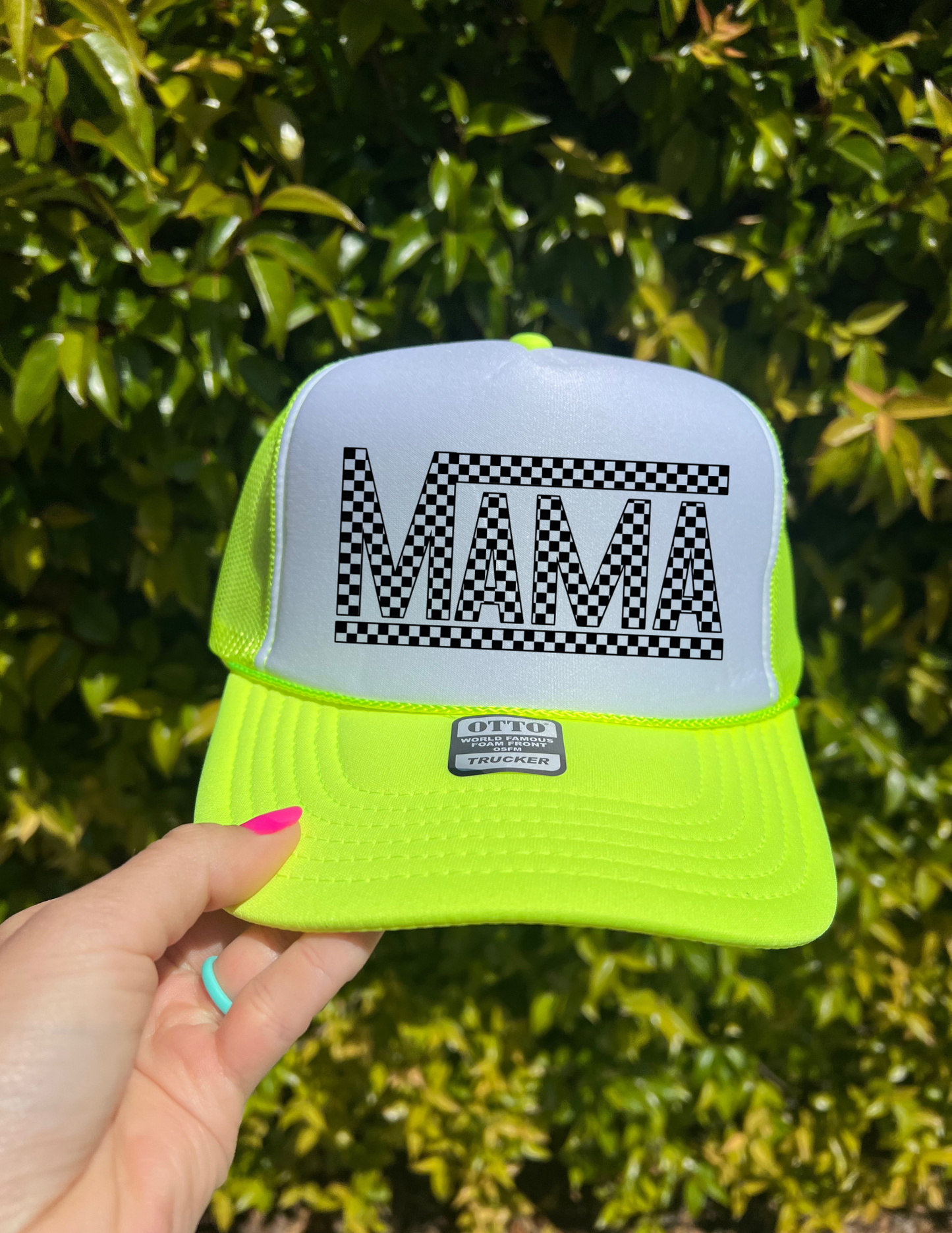 Checkered Mama Trucker Hat