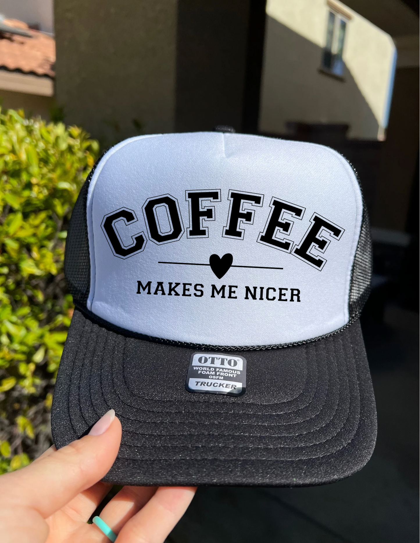 Coffee Makes Me Nicer Trucker Hat