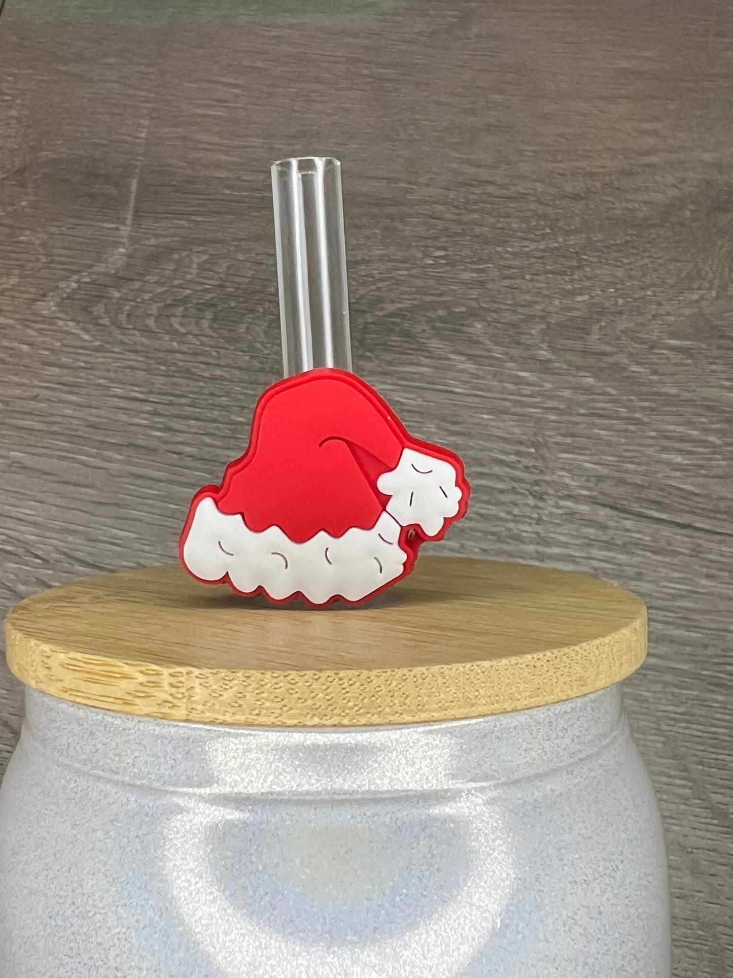 Santa Hat Straw Charm