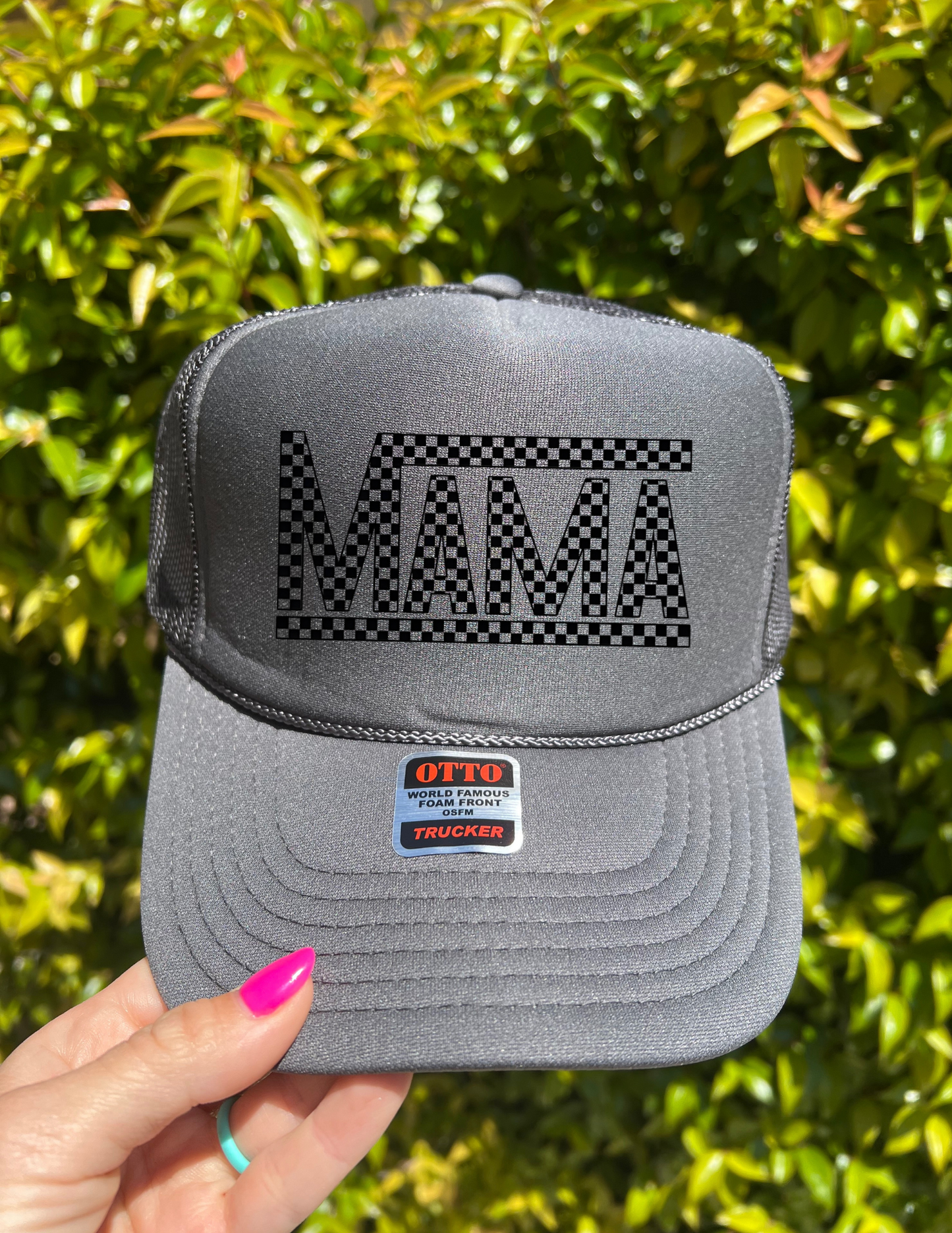 Checkered Mama Trucker Hat