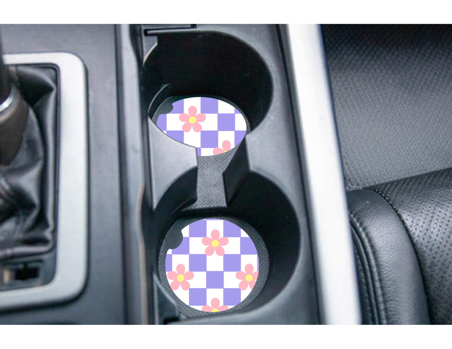Purple Checkered Car Coasters