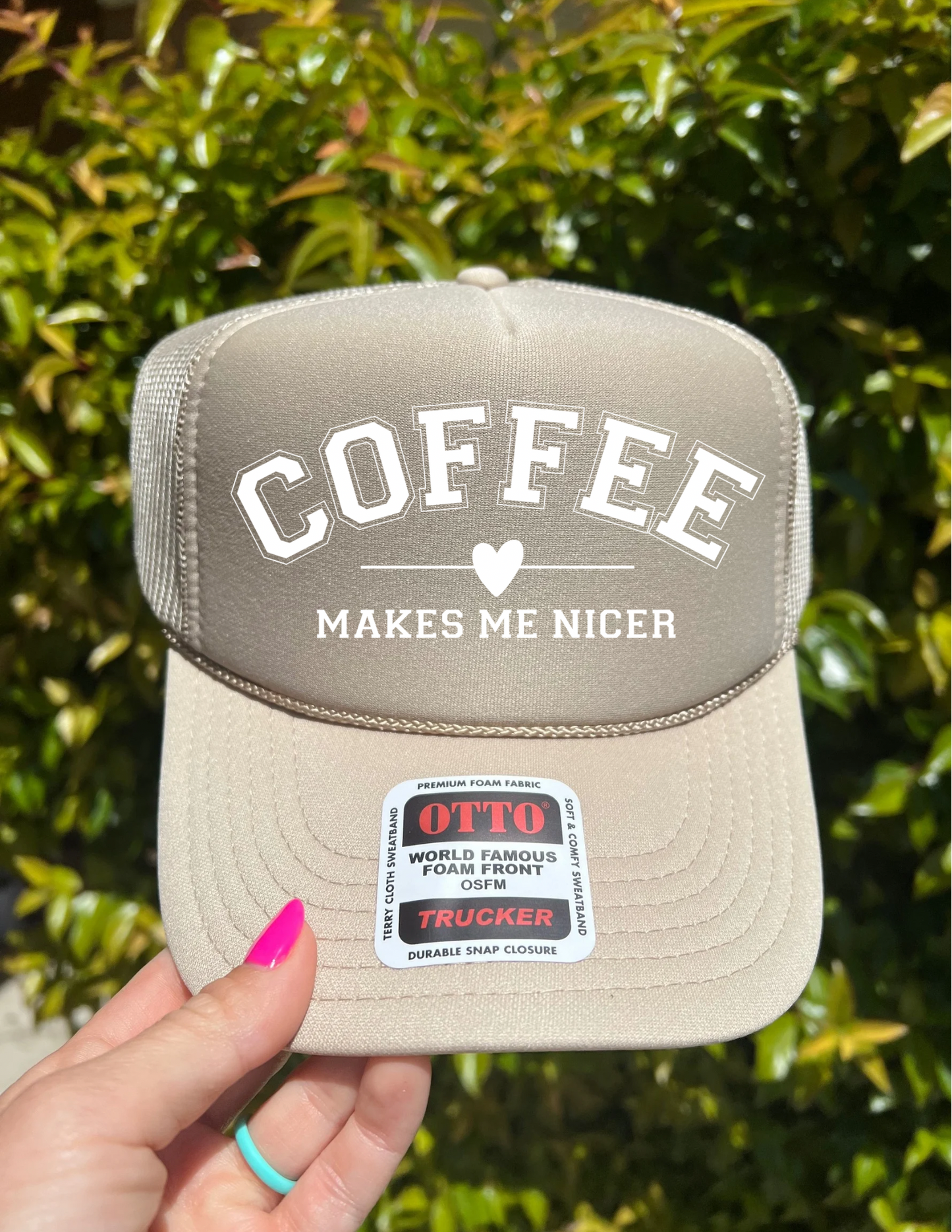 Coffee Makes Me Nicer Trucker Hat