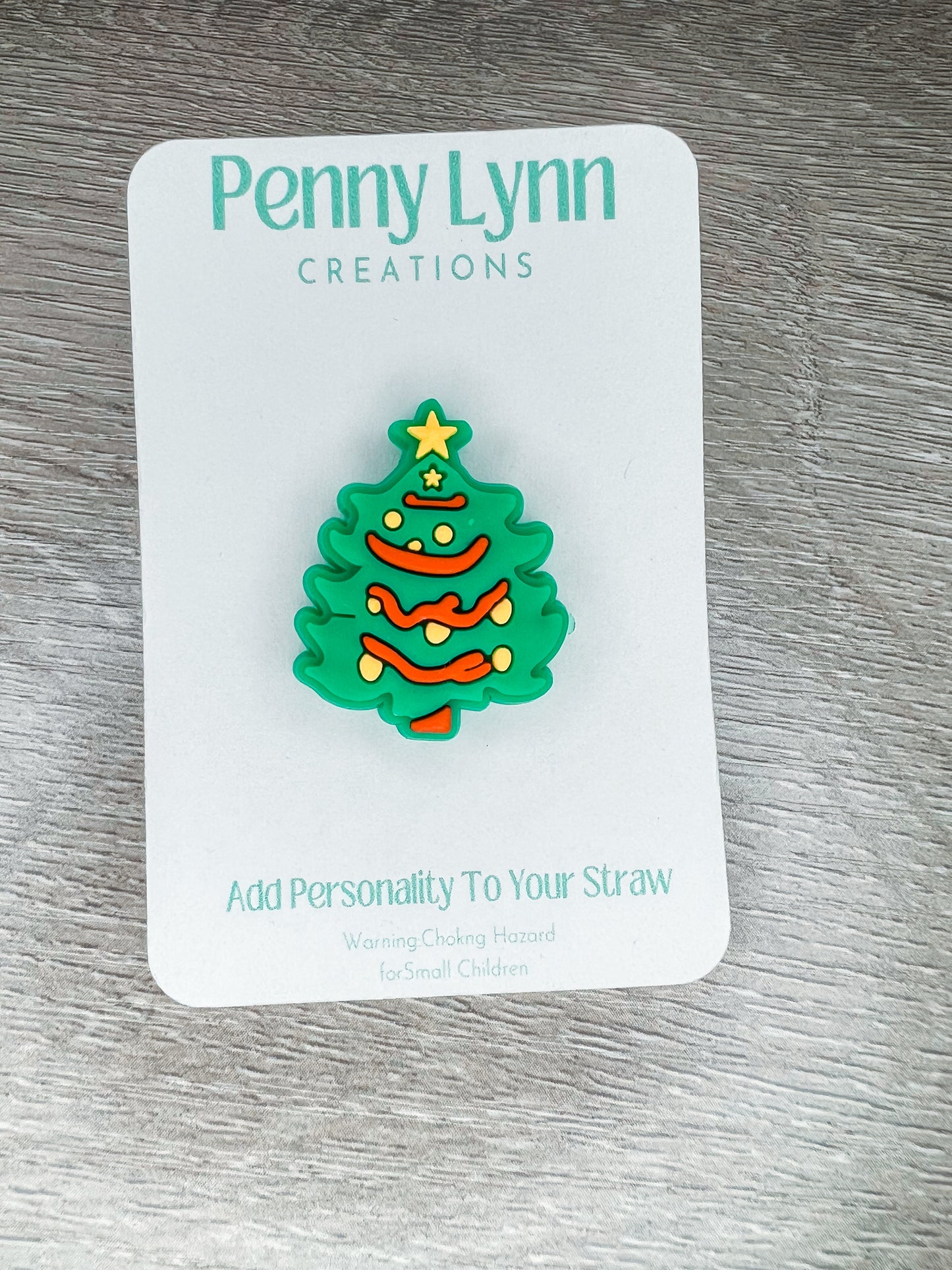 Christmas Tree Yellow Star Straw Charm