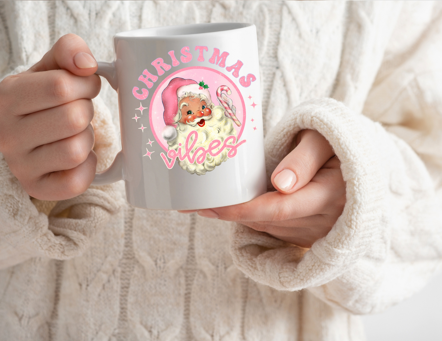 Christmas Vibes Pink 15oz Coffee Cup