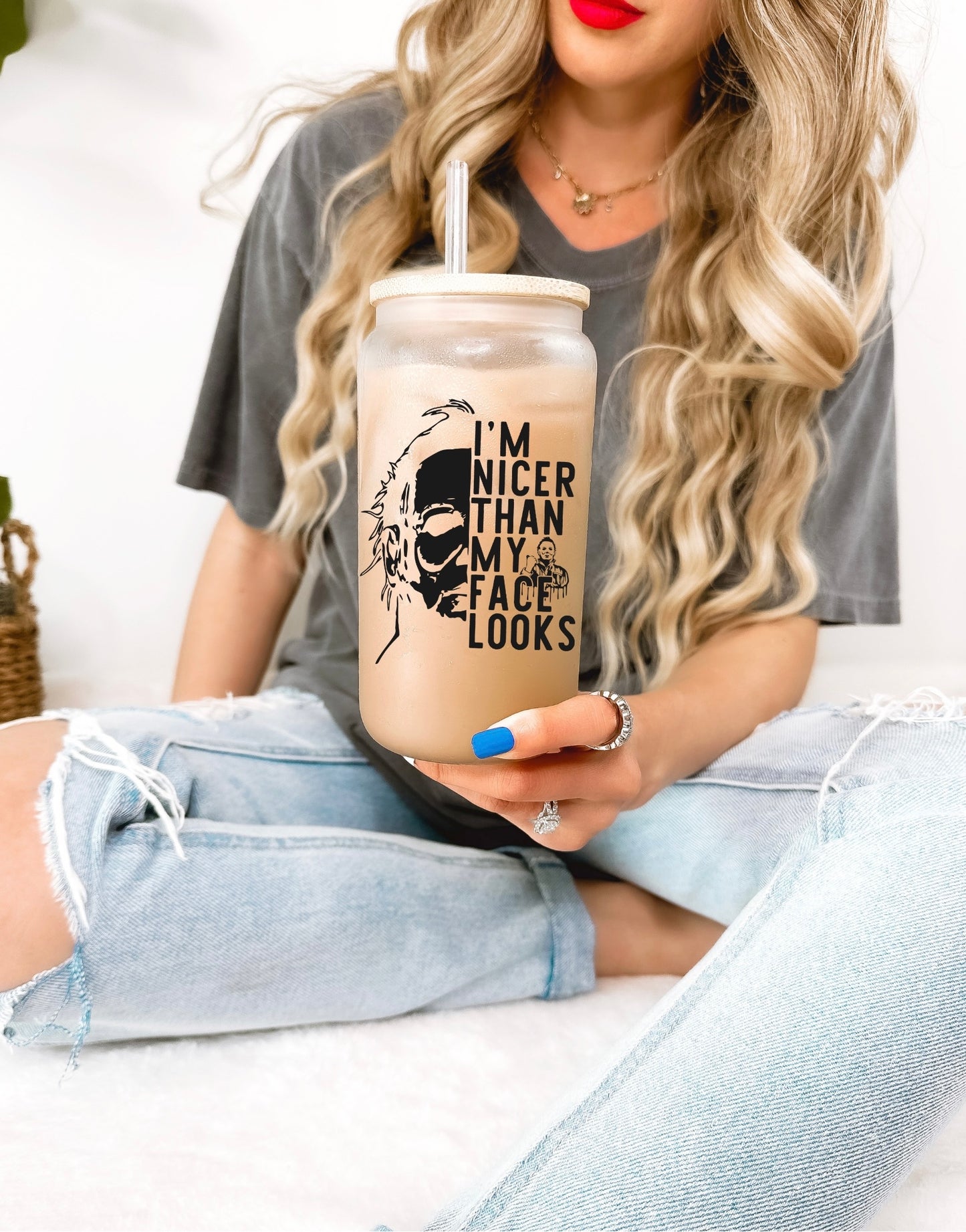 I’m Nicer Than My Face Looks Glass Tumbler