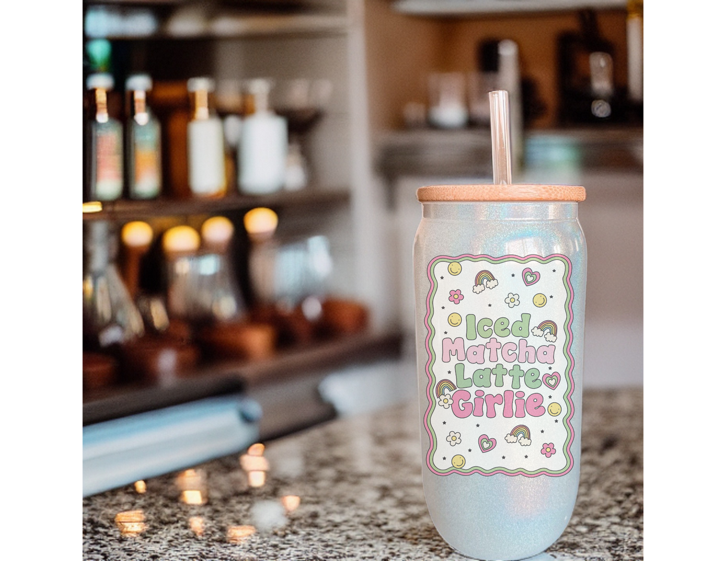 Iced Matcha Girlie Glass Tumbler