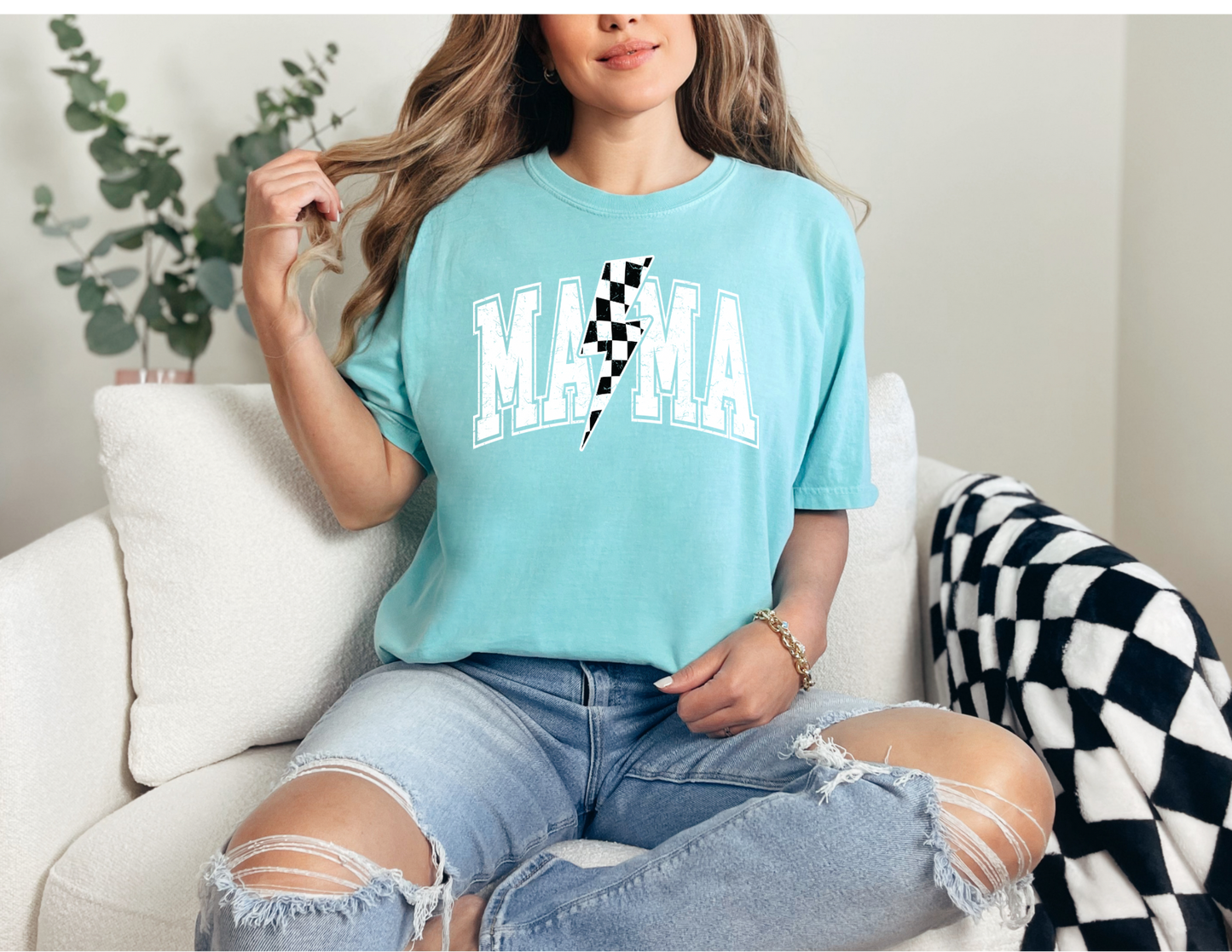 Mama Varsity Checkered Shirt