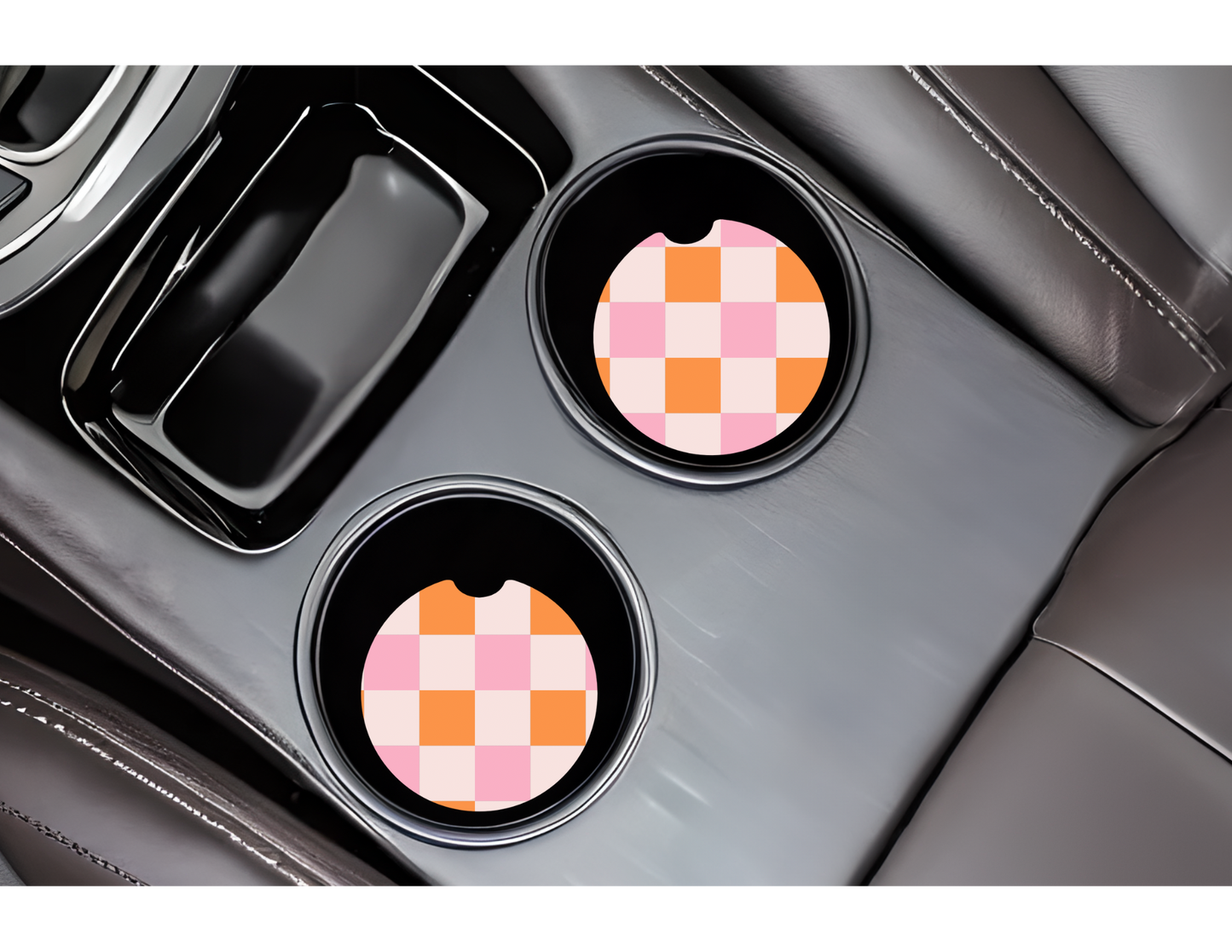 Checkered Fall Colors Car Coasters