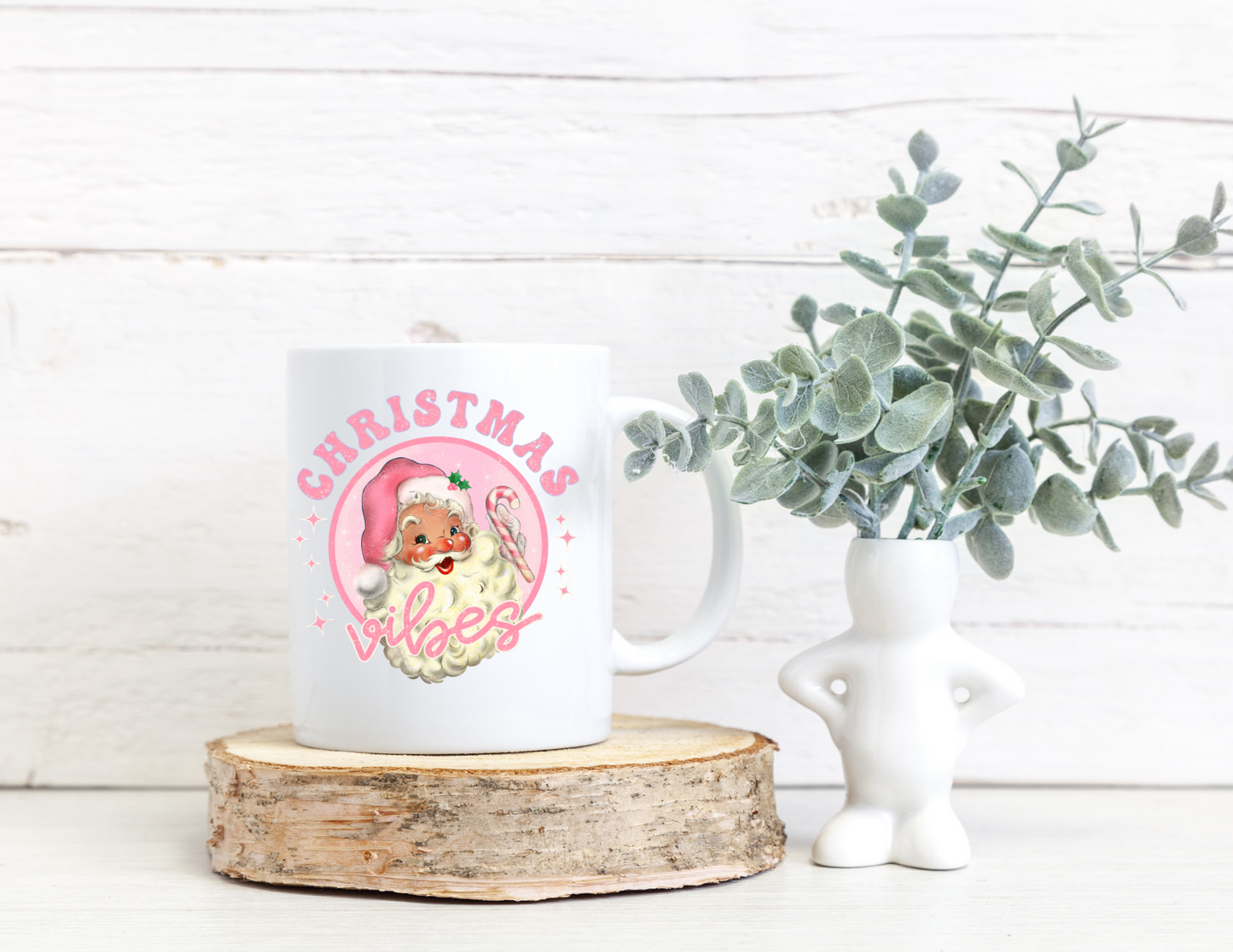 Christmas Vibes Pink 15oz Coffee Cup