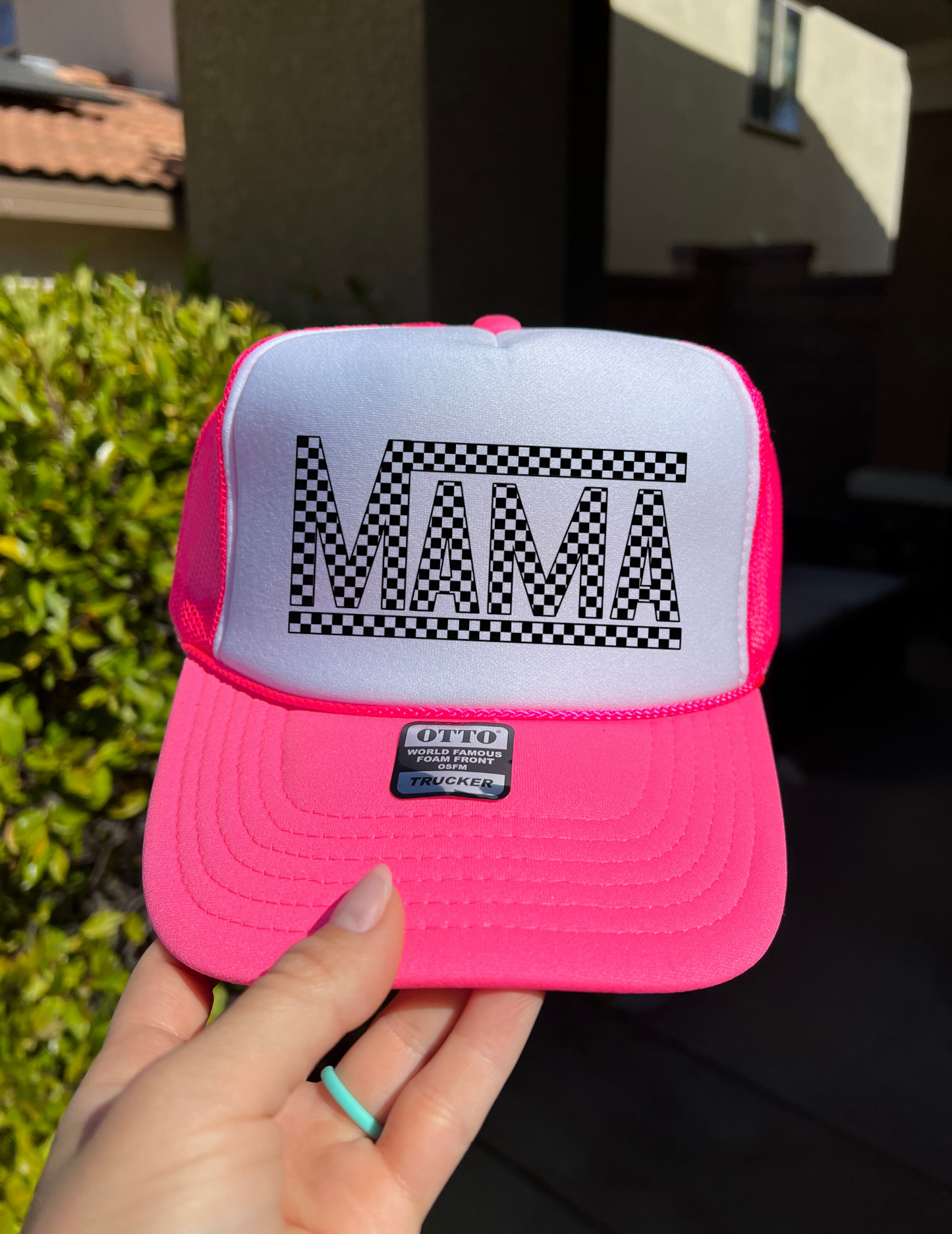 Checkered Mama Trucker Hat