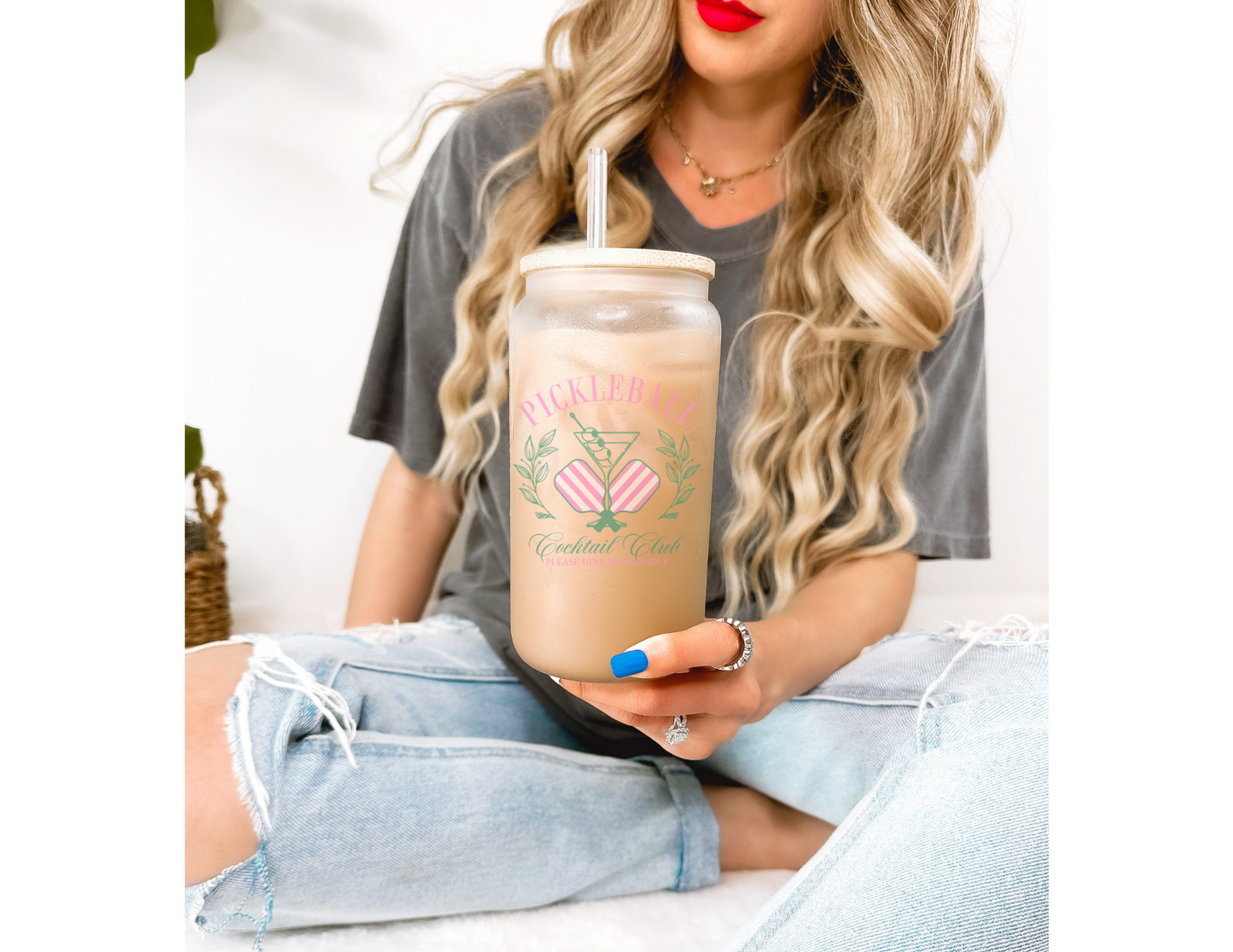 Pickleball Cocktail Club Glass Tumbler