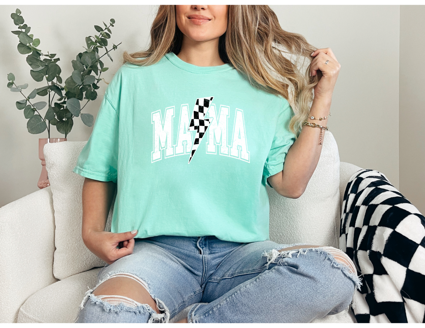 Mama Varsity Checkered Shirt