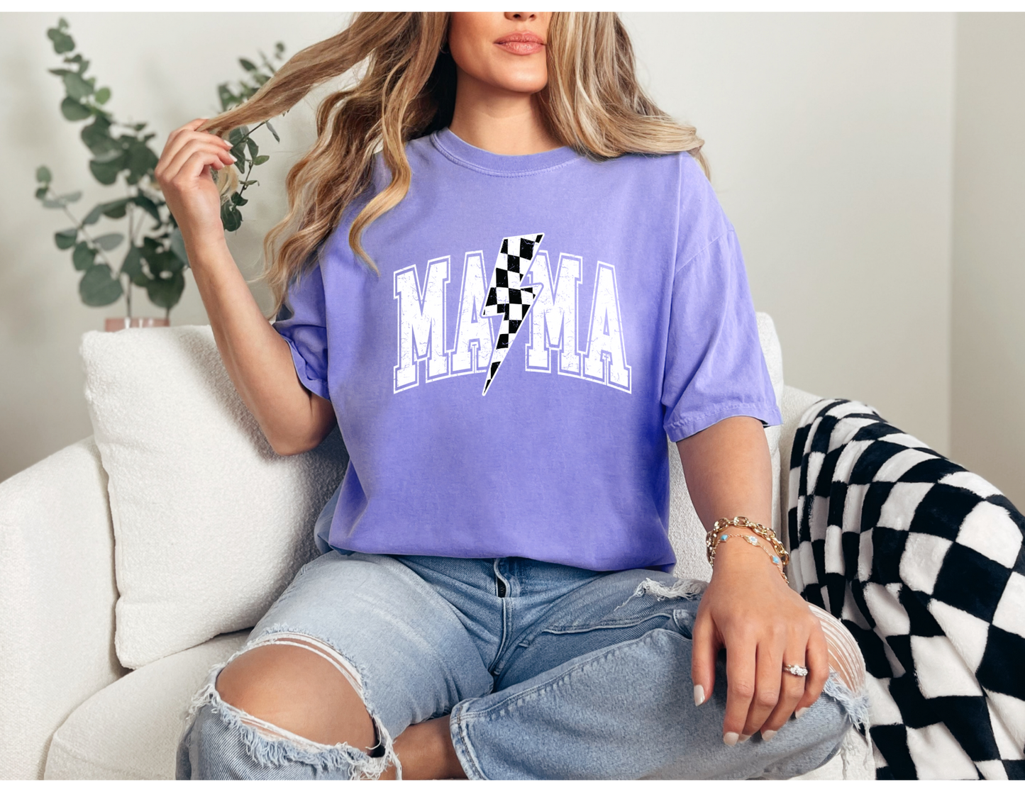 Mama Varsity Checkered Shirt