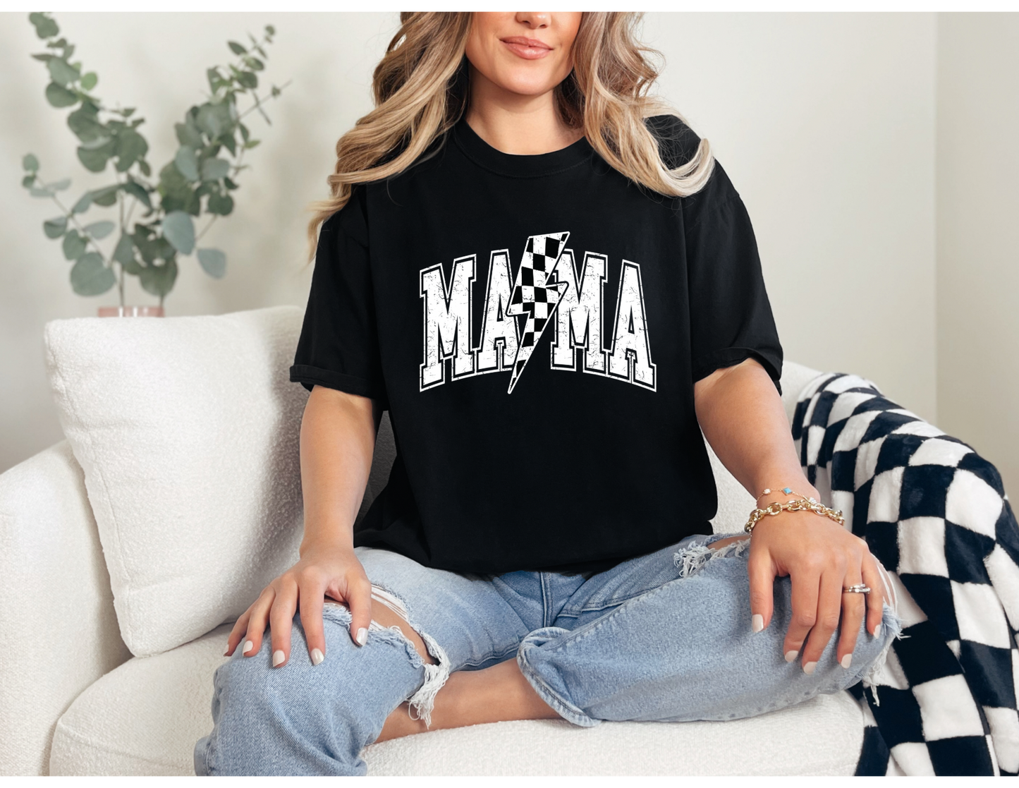 Mama Varsity Checkered Shirt