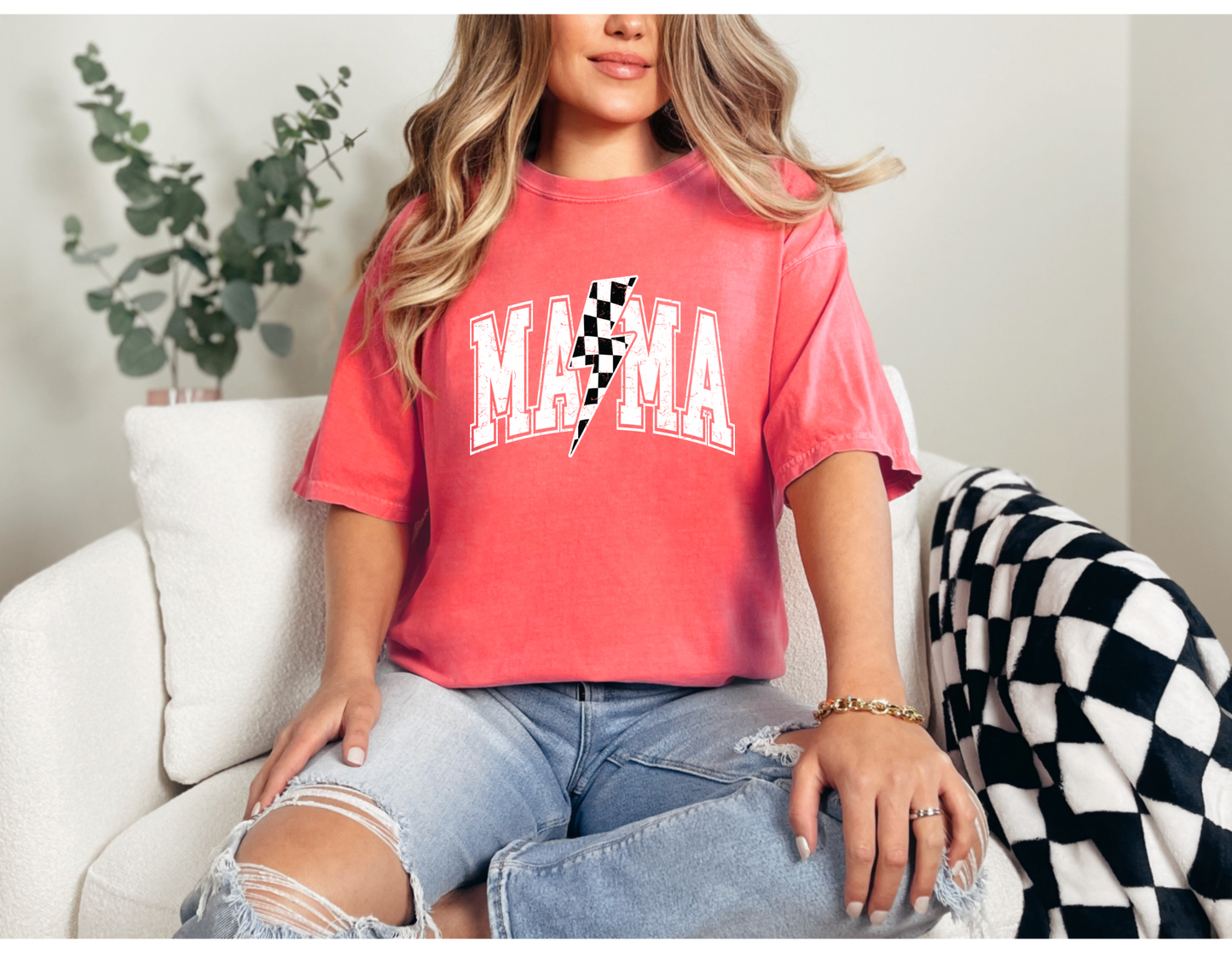 Mama Varsity Checkered Shirt