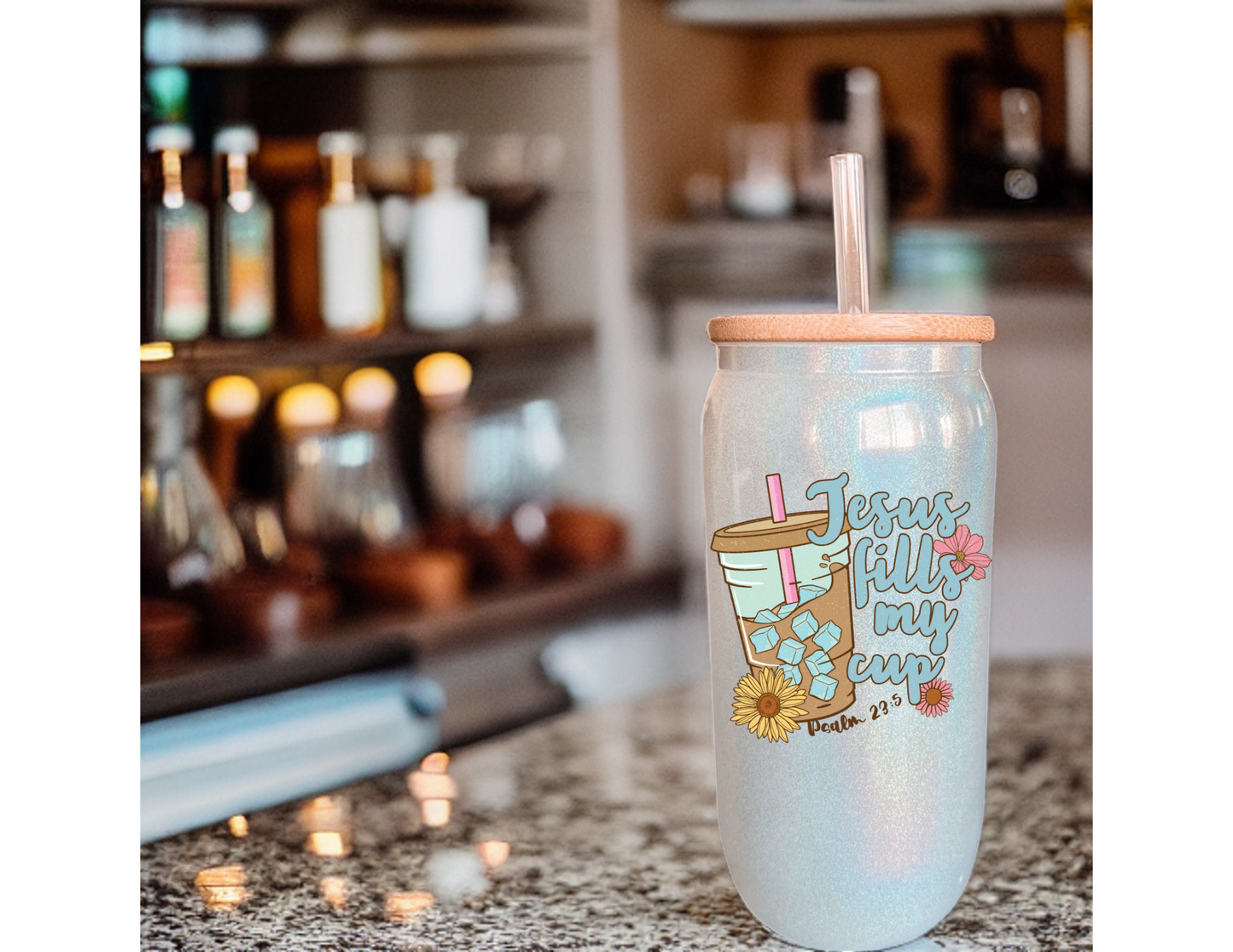 Jesus Fills My Cup Glass Tumbler