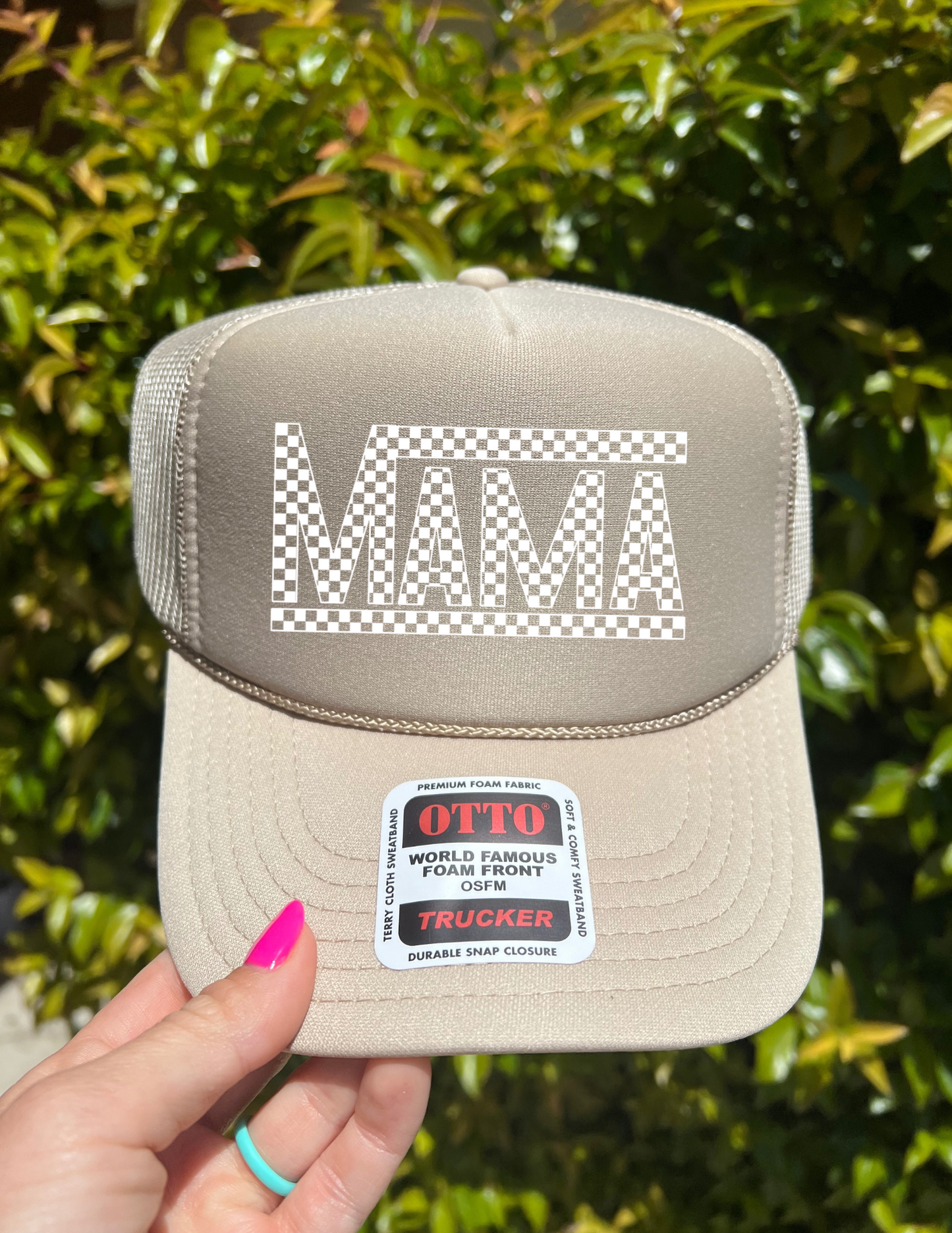 Checkered Mama Trucker Hat