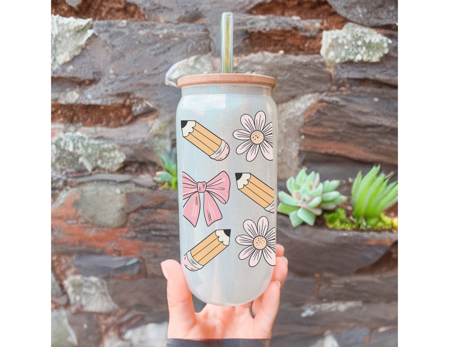 Teacher Bow & Pencil Tumbler