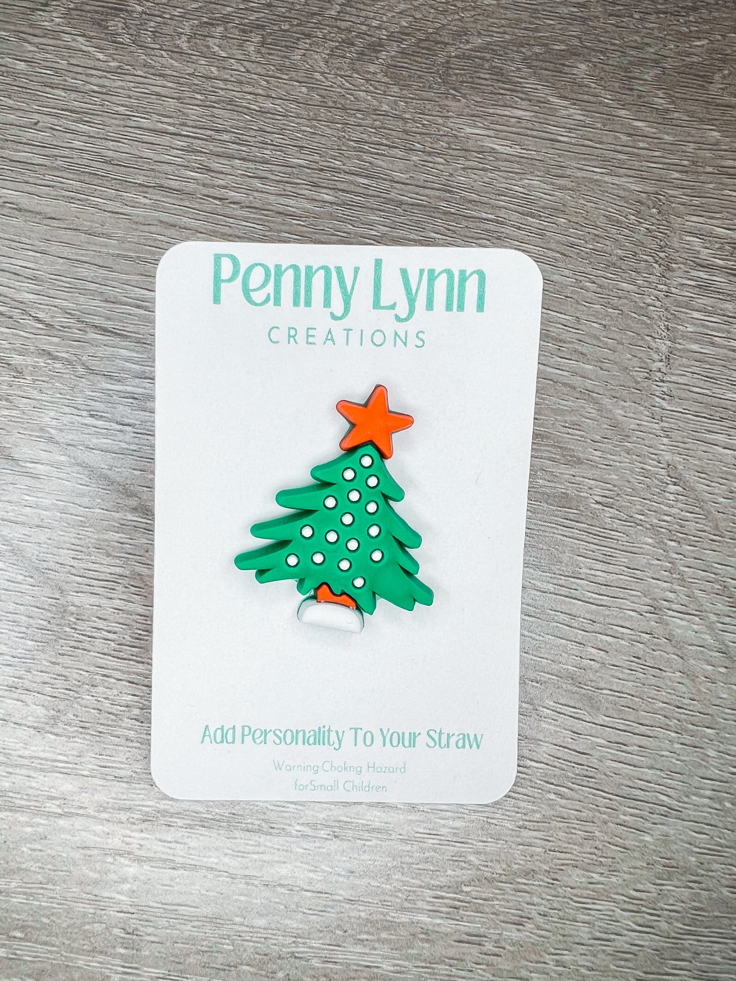 Christmas Tree Red Star Straw Charm