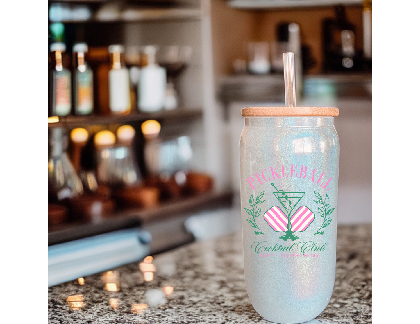 Pickleball Cocktail Club Glass Tumbler