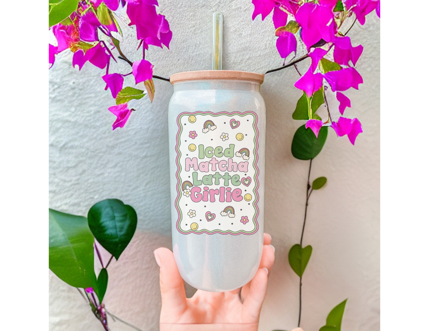 Iced Matcha Girlie Glass Tumbler