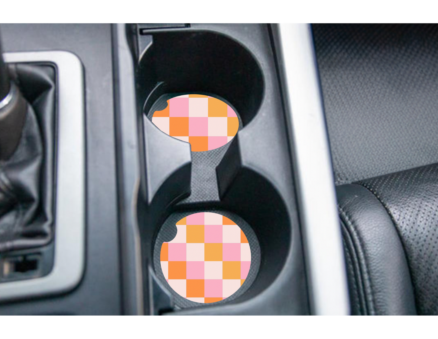 Checkered Fall Colors Car Coasters
