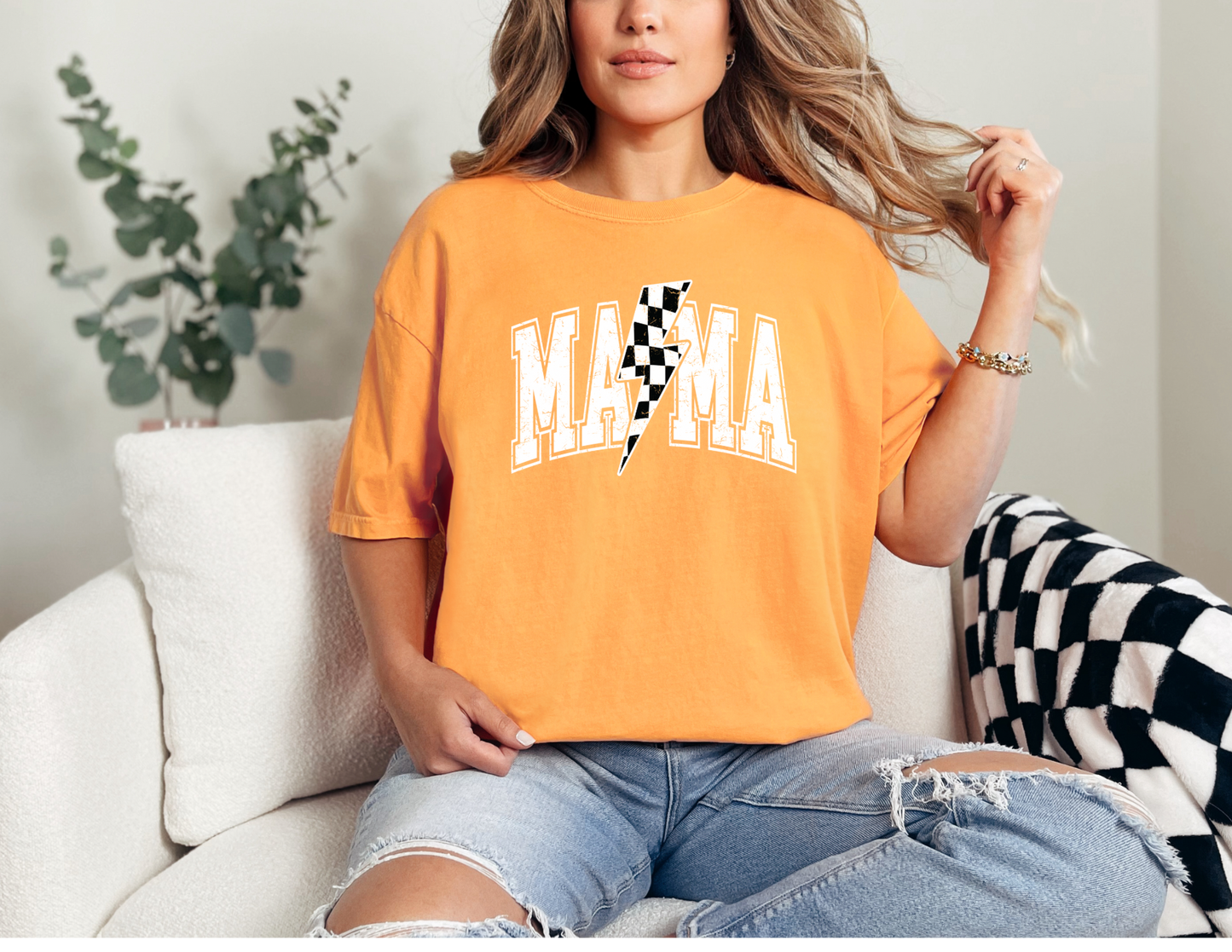Mama Varsity Checkered Shirt