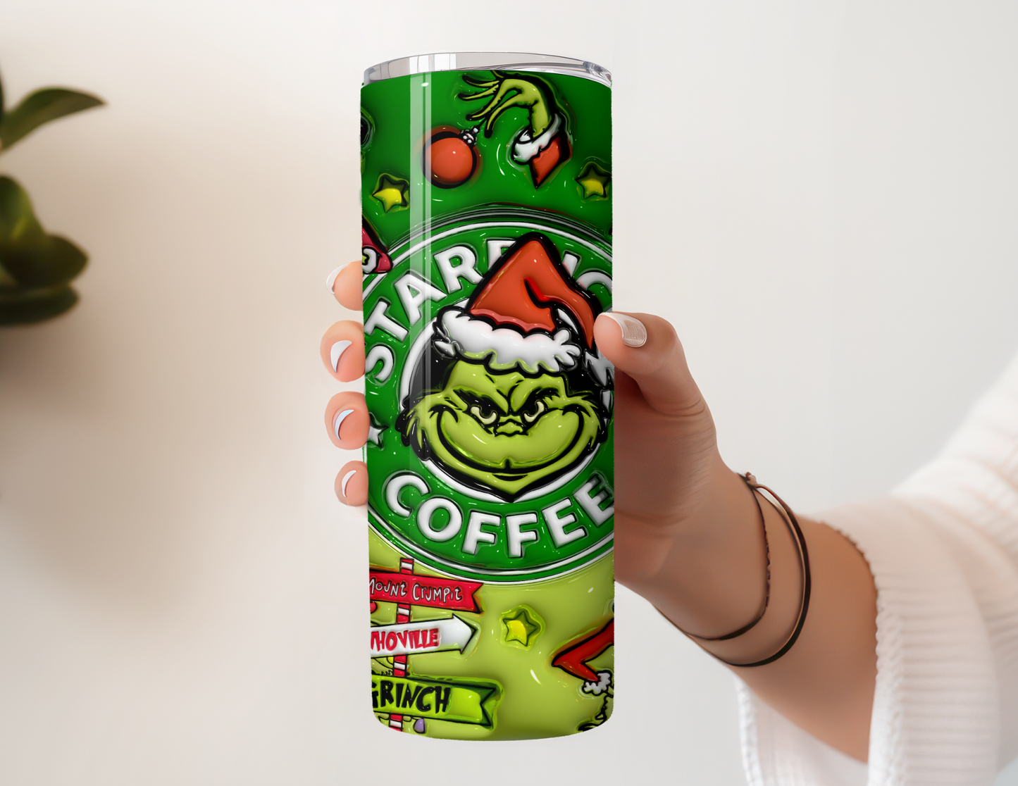 Green Coffee Puff Stainless Steel Tumbler