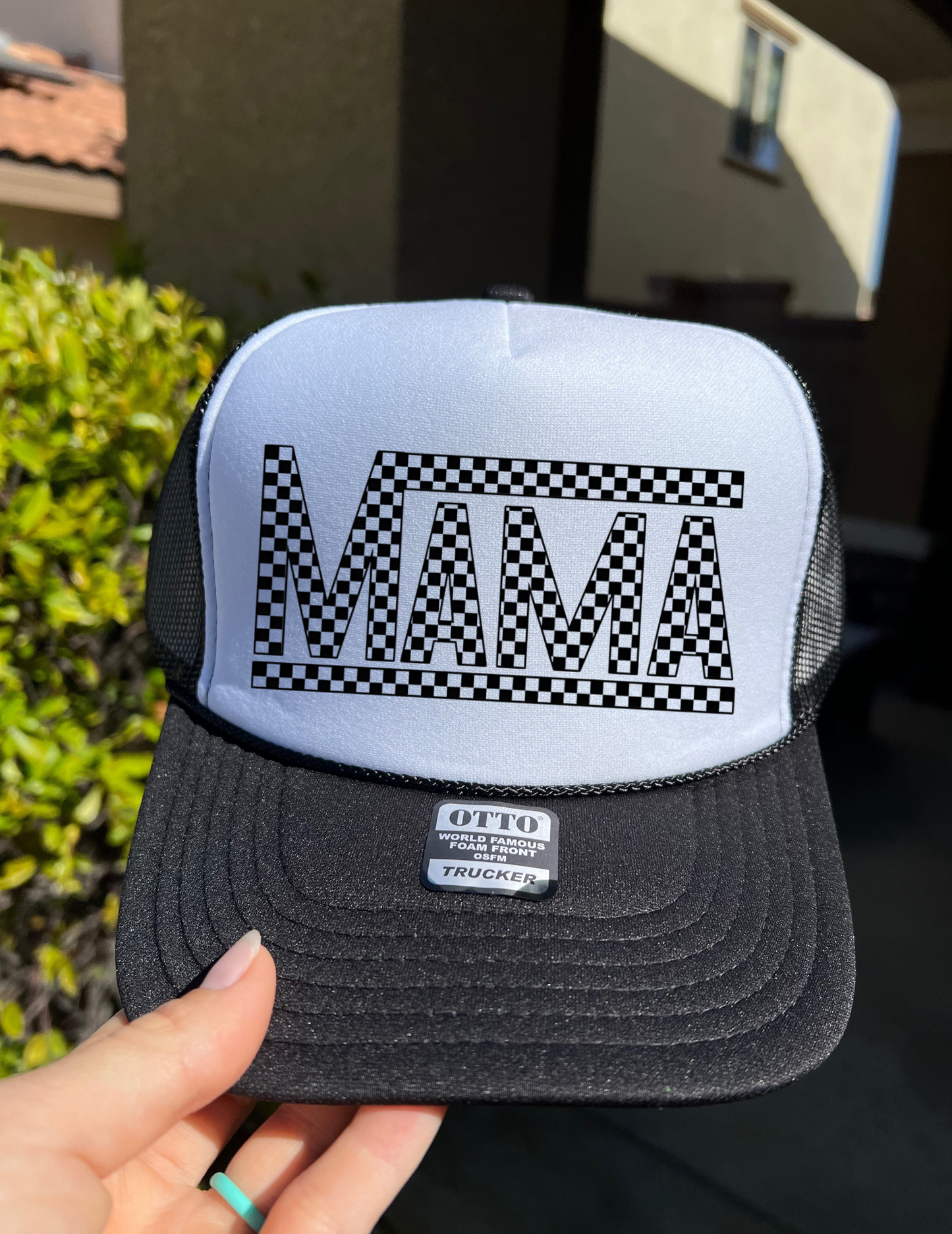 Checkered Mama Trucker Hat
