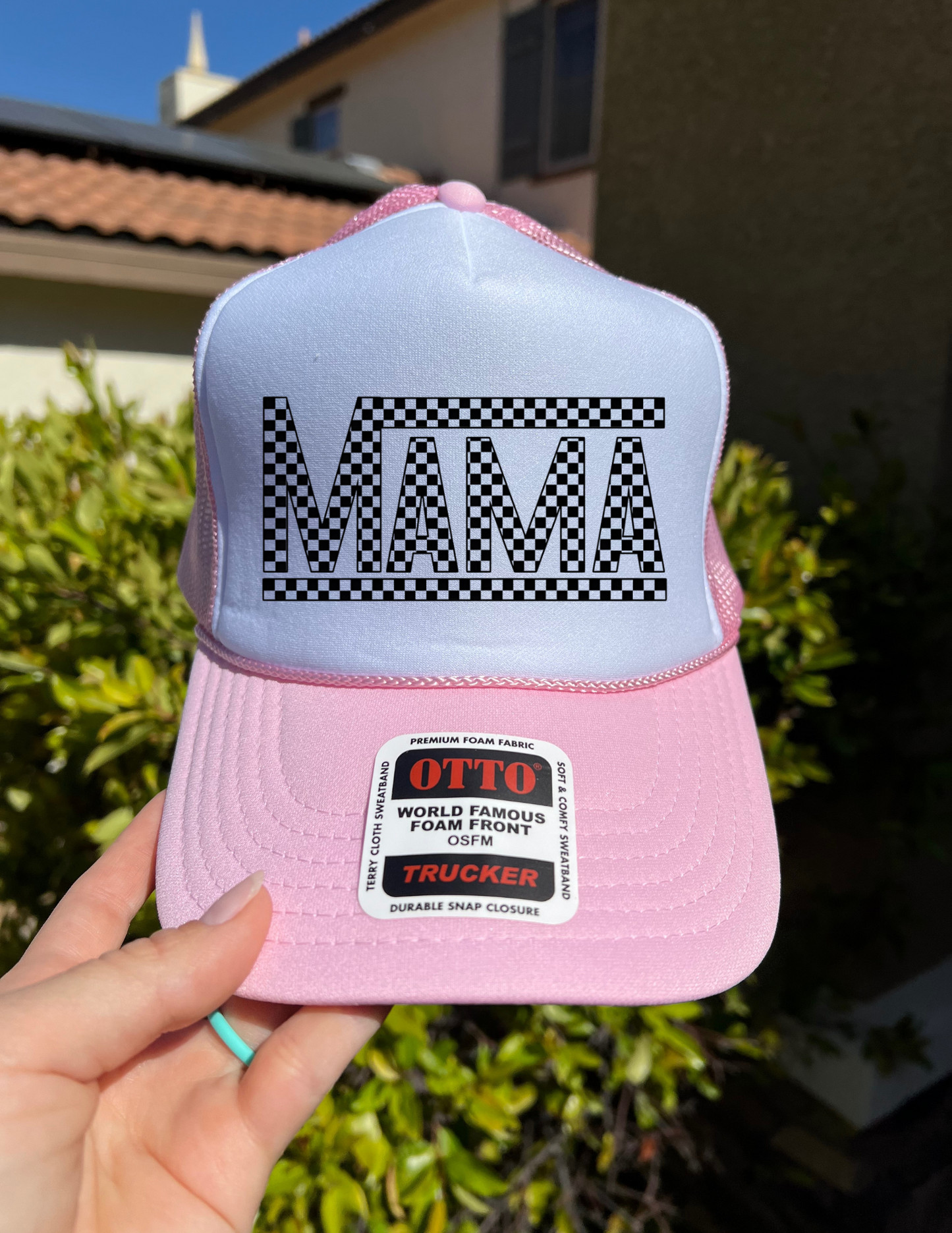 Checkered Mama Trucker Hat