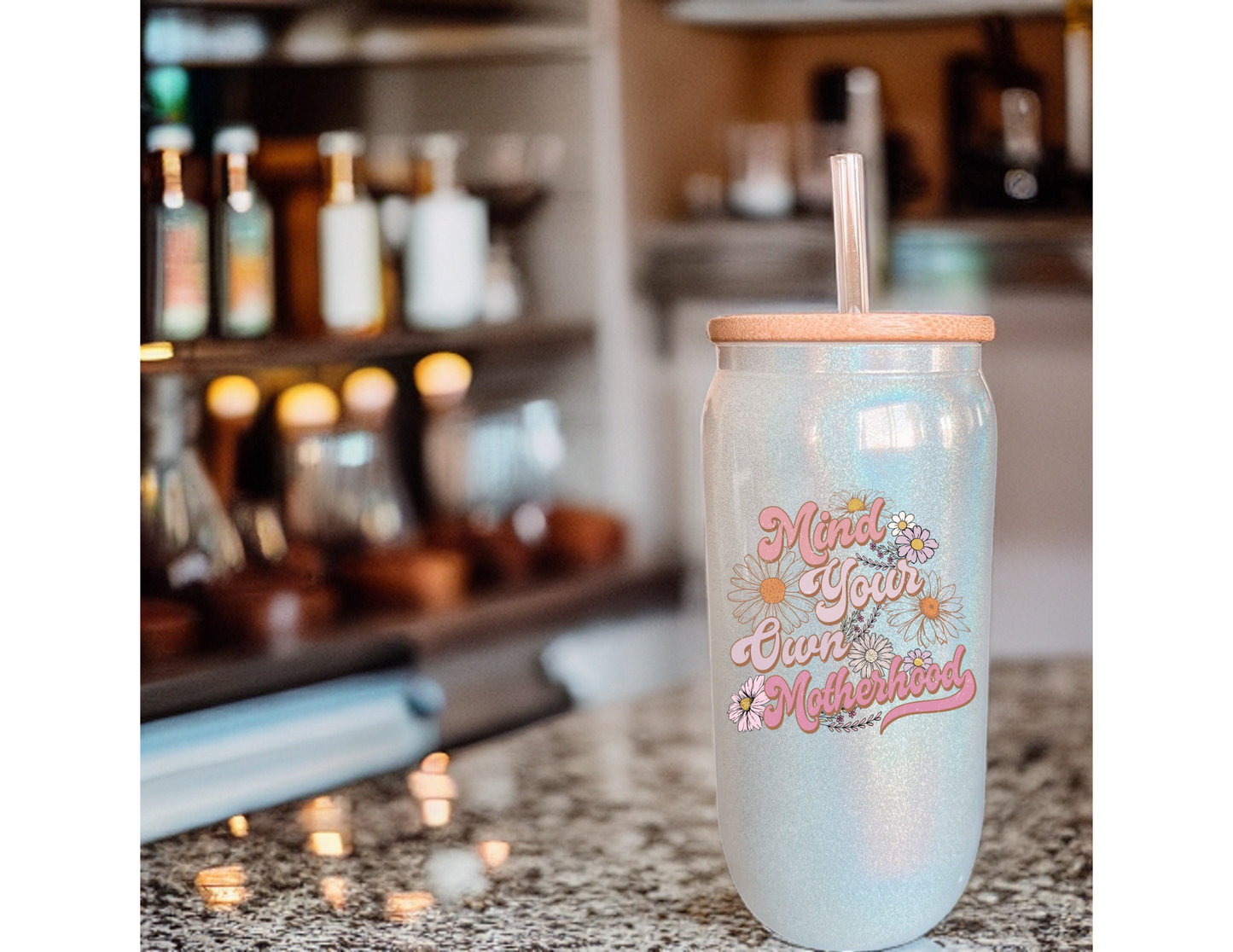 Mind Your Own Motherhood Glass Tumbler
