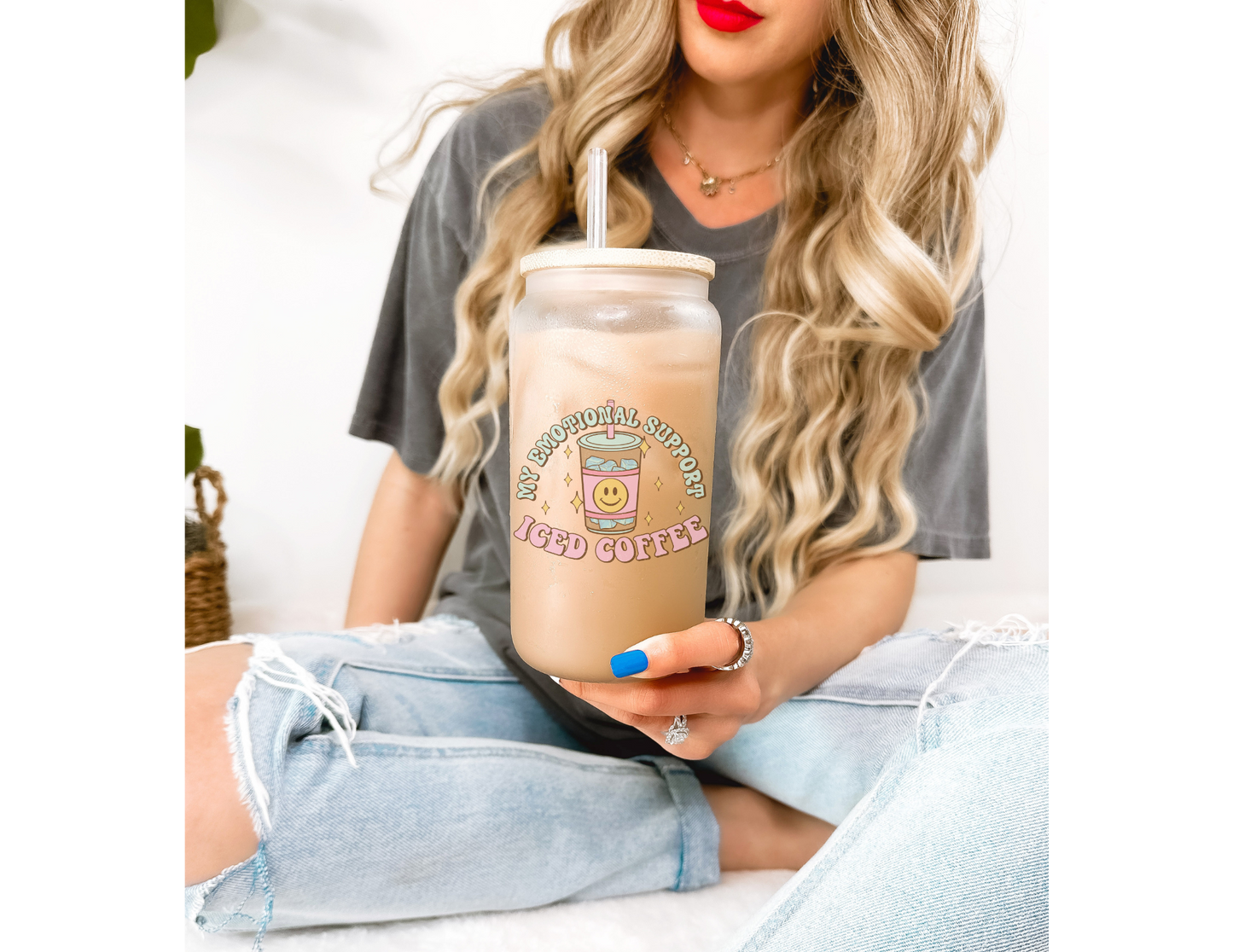 Emotional Support Coffee Glass Tumbler