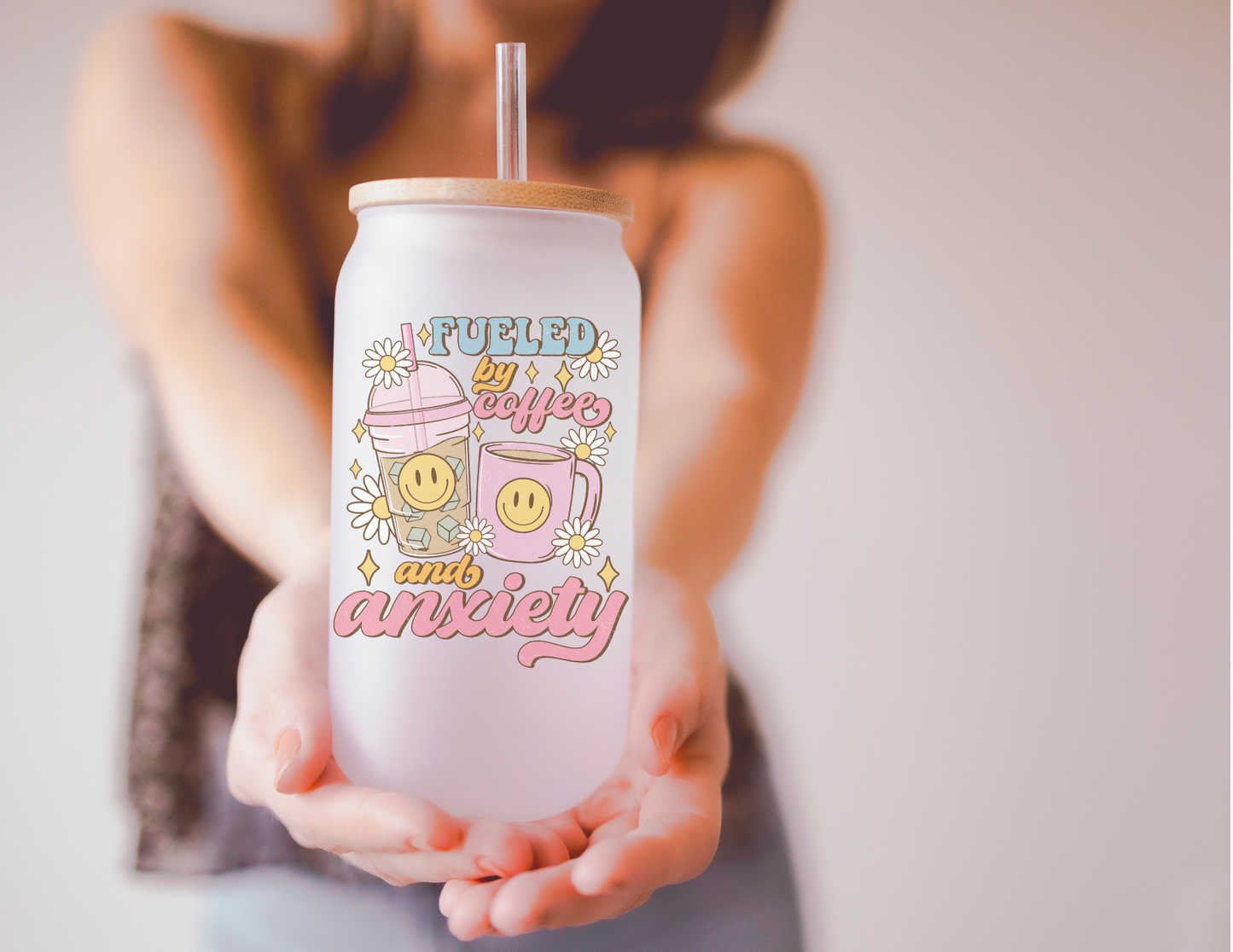 Fueled by Coffee & Anxiety Glass Tumbler