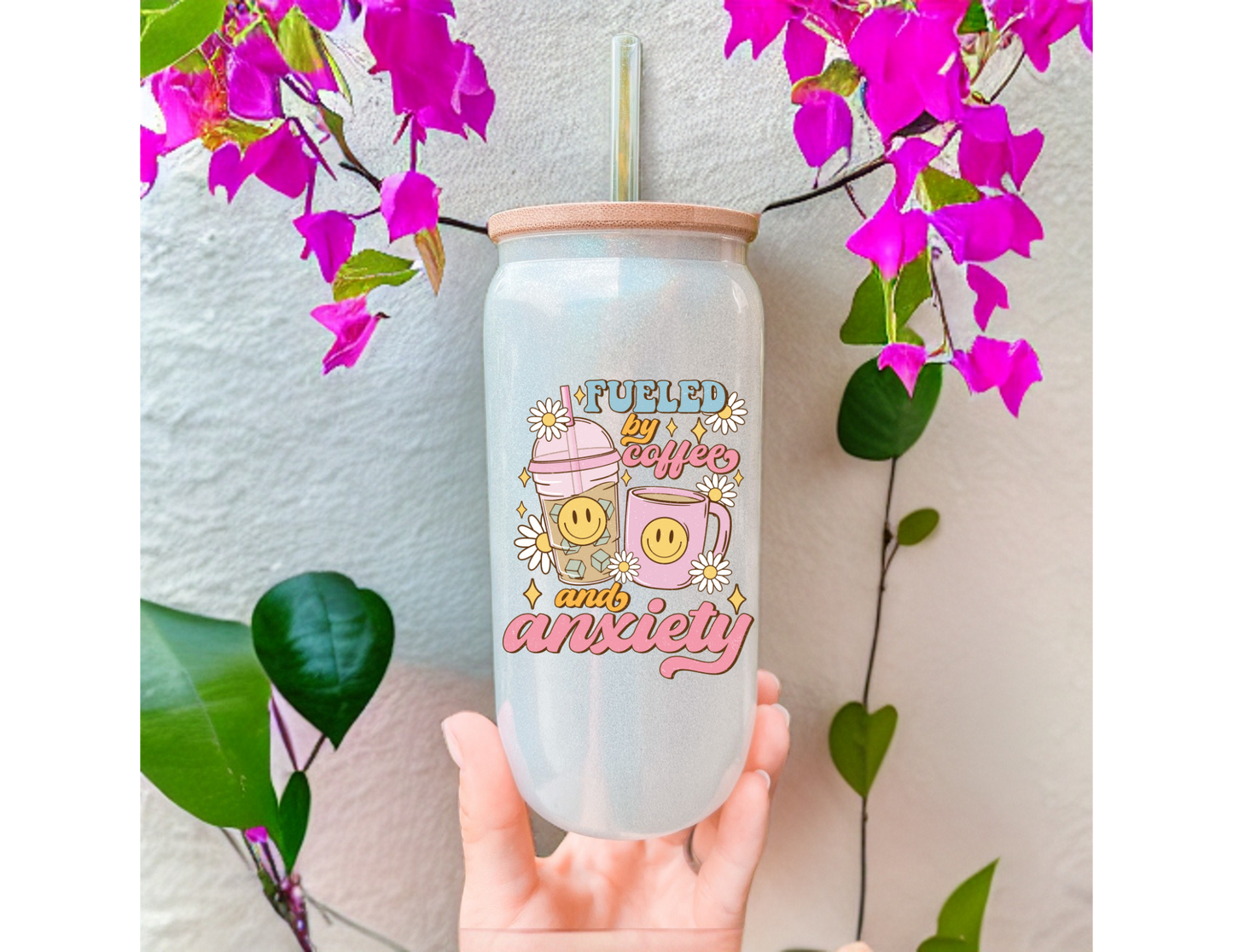 Fueled by Coffee & Anxiety Glass Tumbler