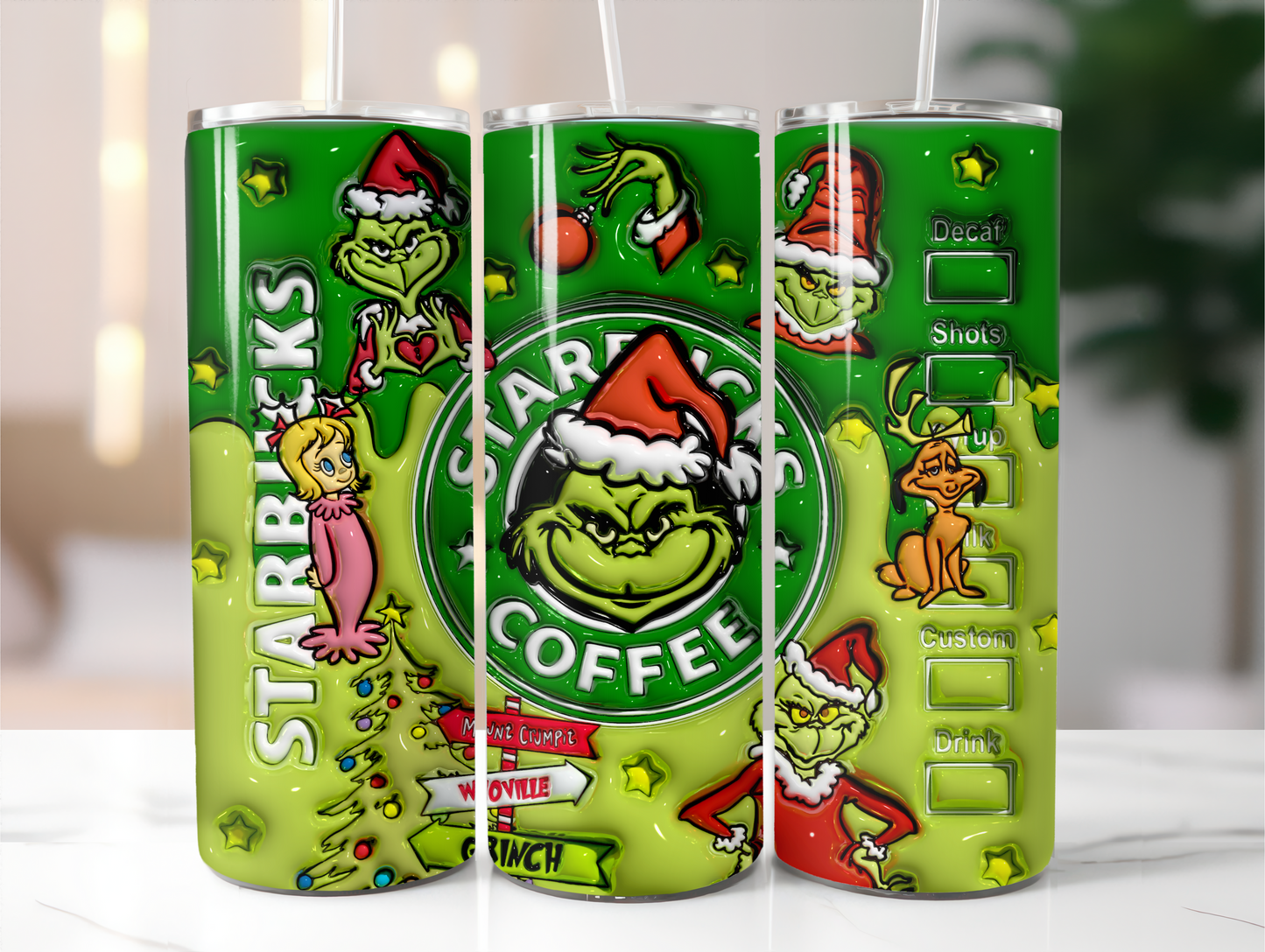 Green Coffee Puff Stainless Steel Tumbler