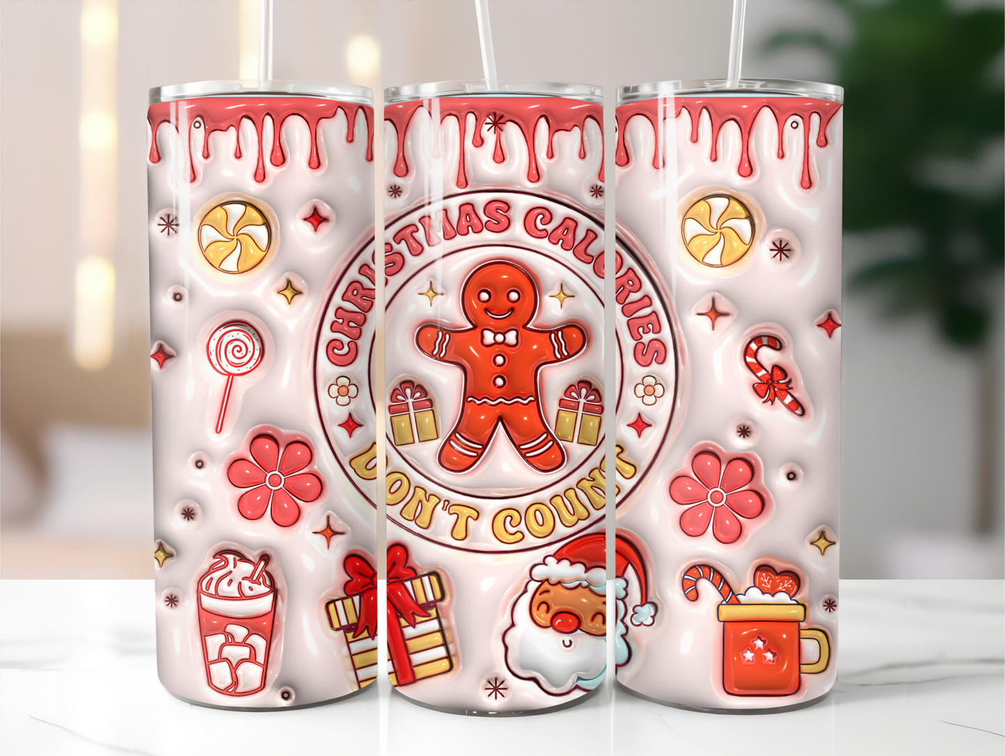 Christmas Calories Don’t Count Puff Stainless Steel Tumbler