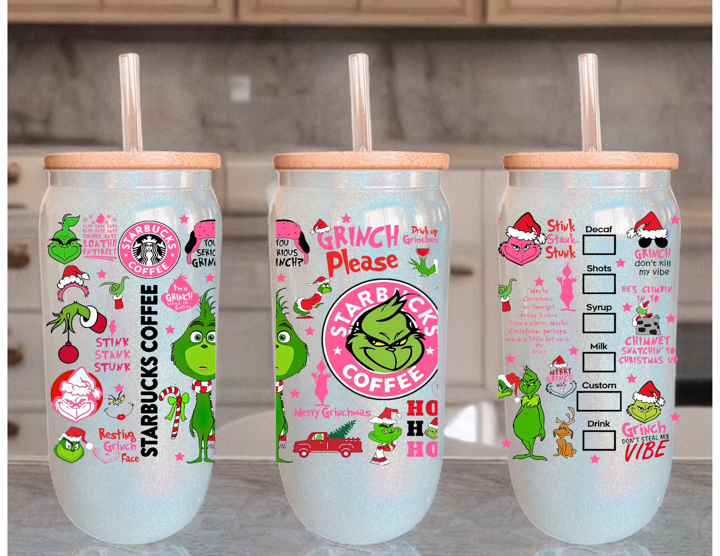 Pink G Christmas Glass Tumbler