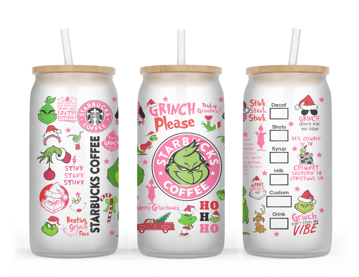 Pink G Christmas Glass Tumbler