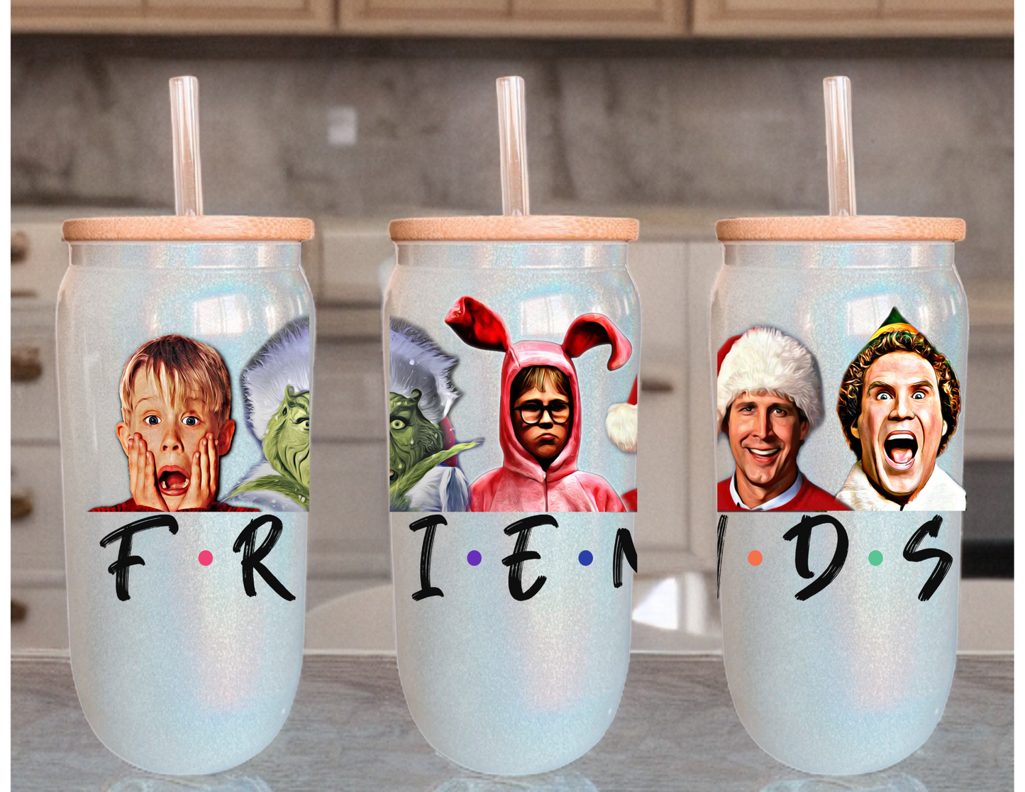 Xmas Friends Glass Tumbler