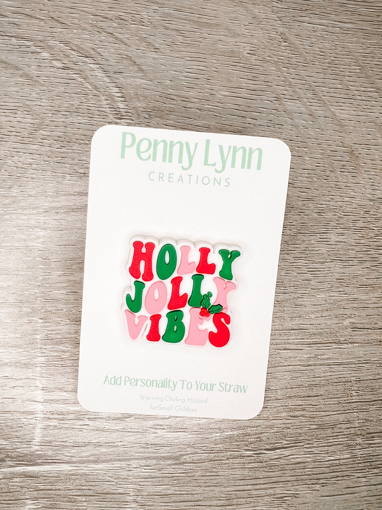 Holly Jolly Vibes Straw Charm