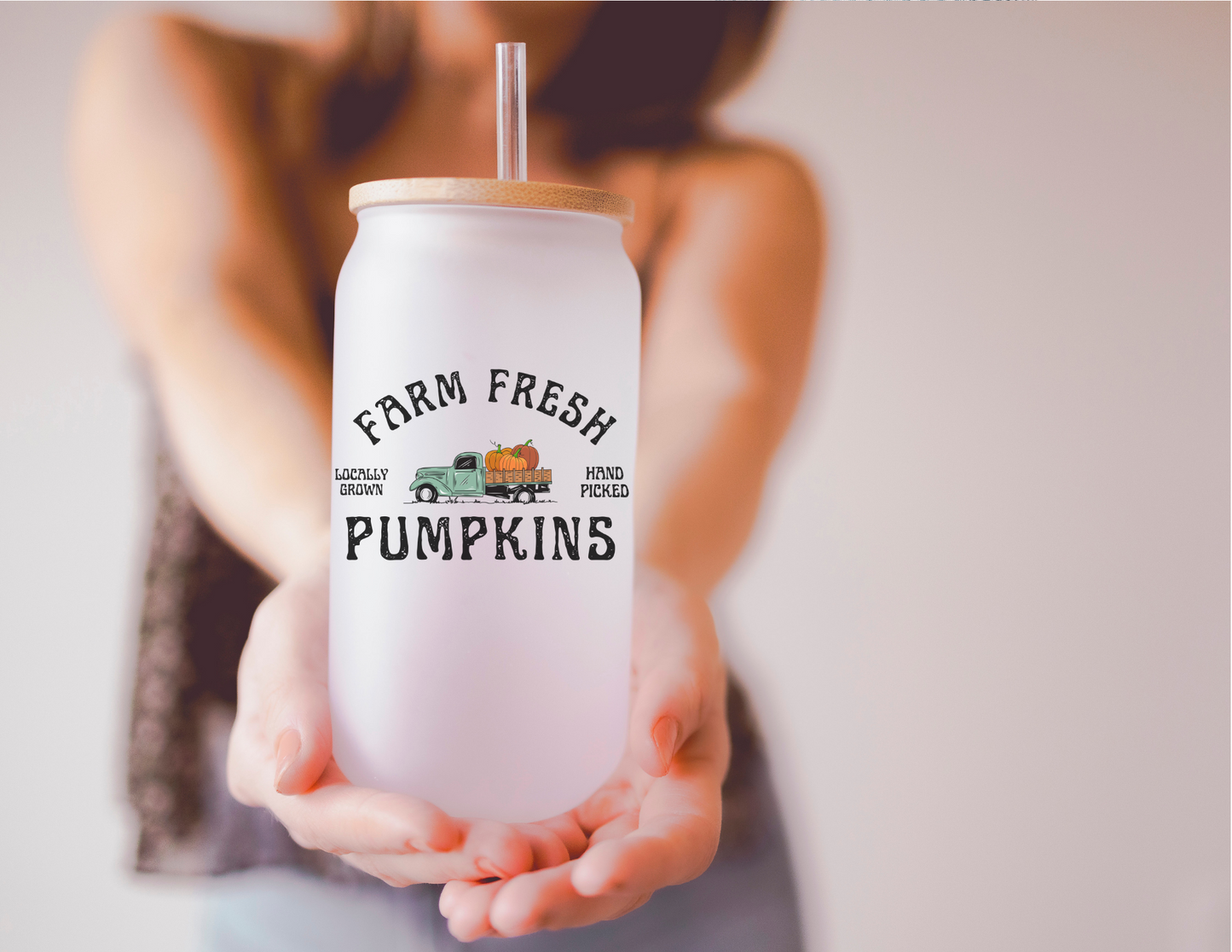 Farm Fresh Pumpkins Glass Tumbler