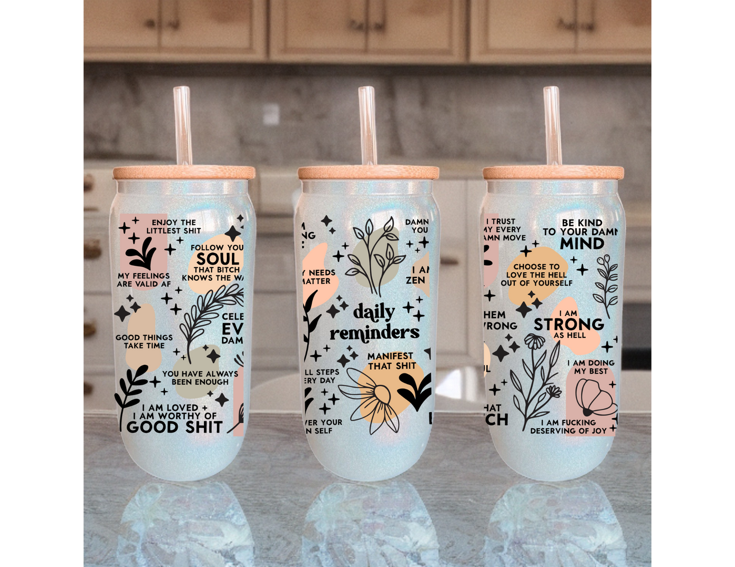 Daily Reminders Mama Glass Tumbler (Customizable)