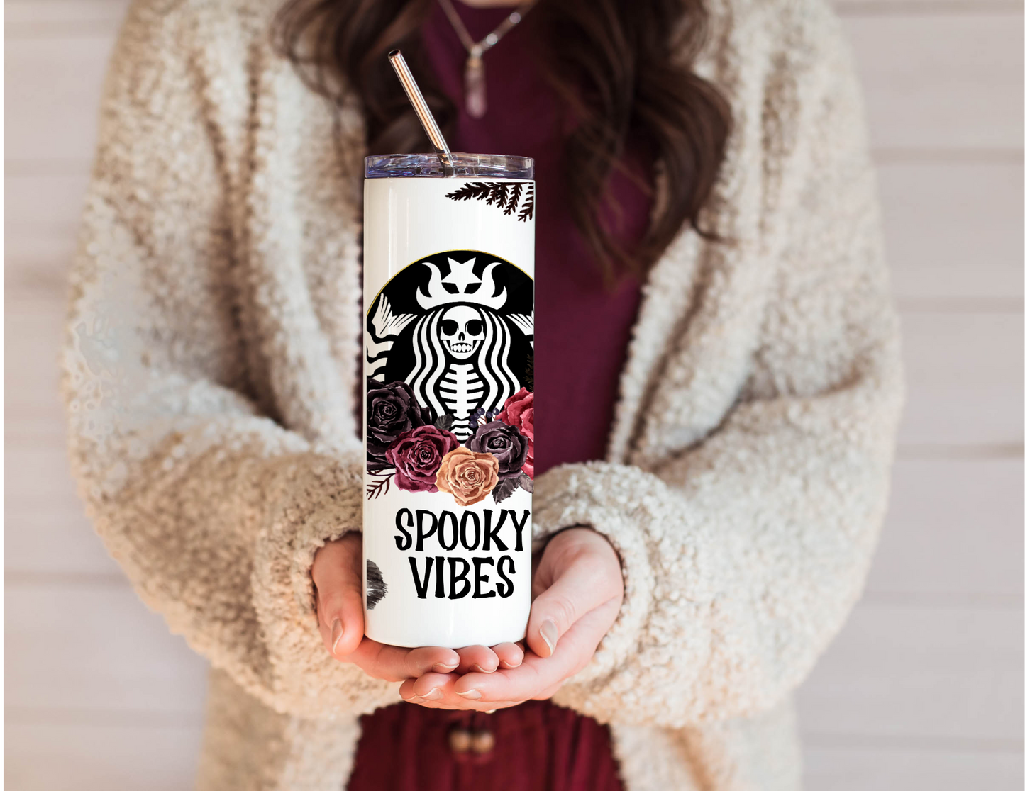 Spooky Vibes Floral 20oz Stainless Steel Tumbler