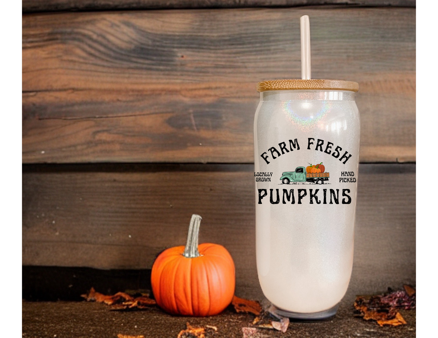 Farm Fresh Pumpkins Glass Tumbler