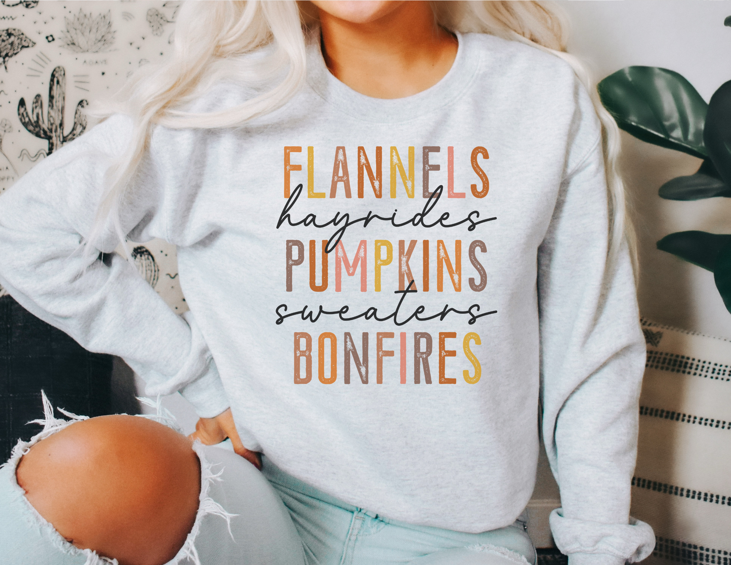Flannels Hayrides Pumpkins Sweaters Bonfires Sweatshirt