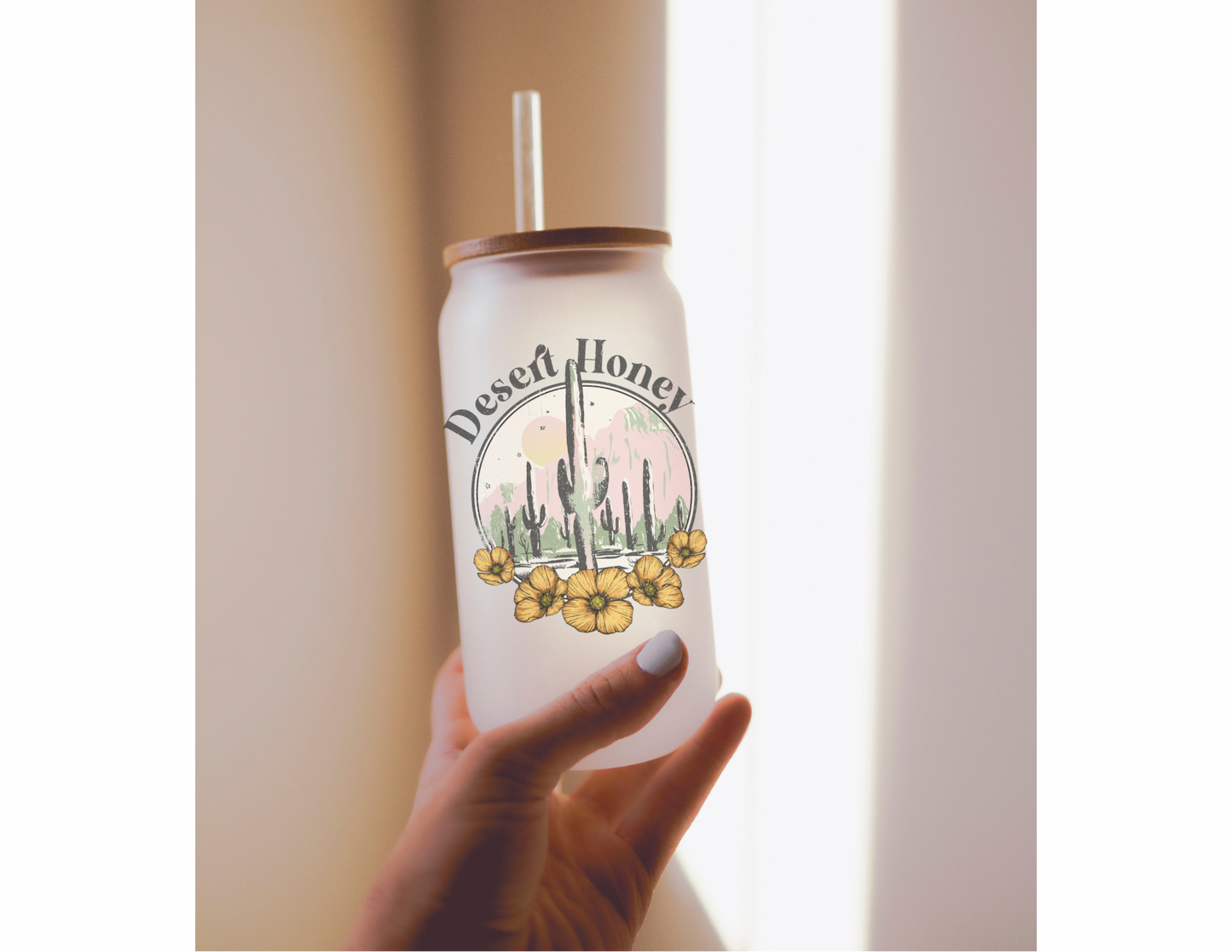 Desert Honey 16oz Frosted Glass Cup