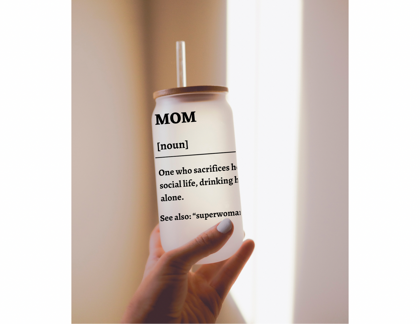 Mom Definition 16oz Frosted Glass Cup
