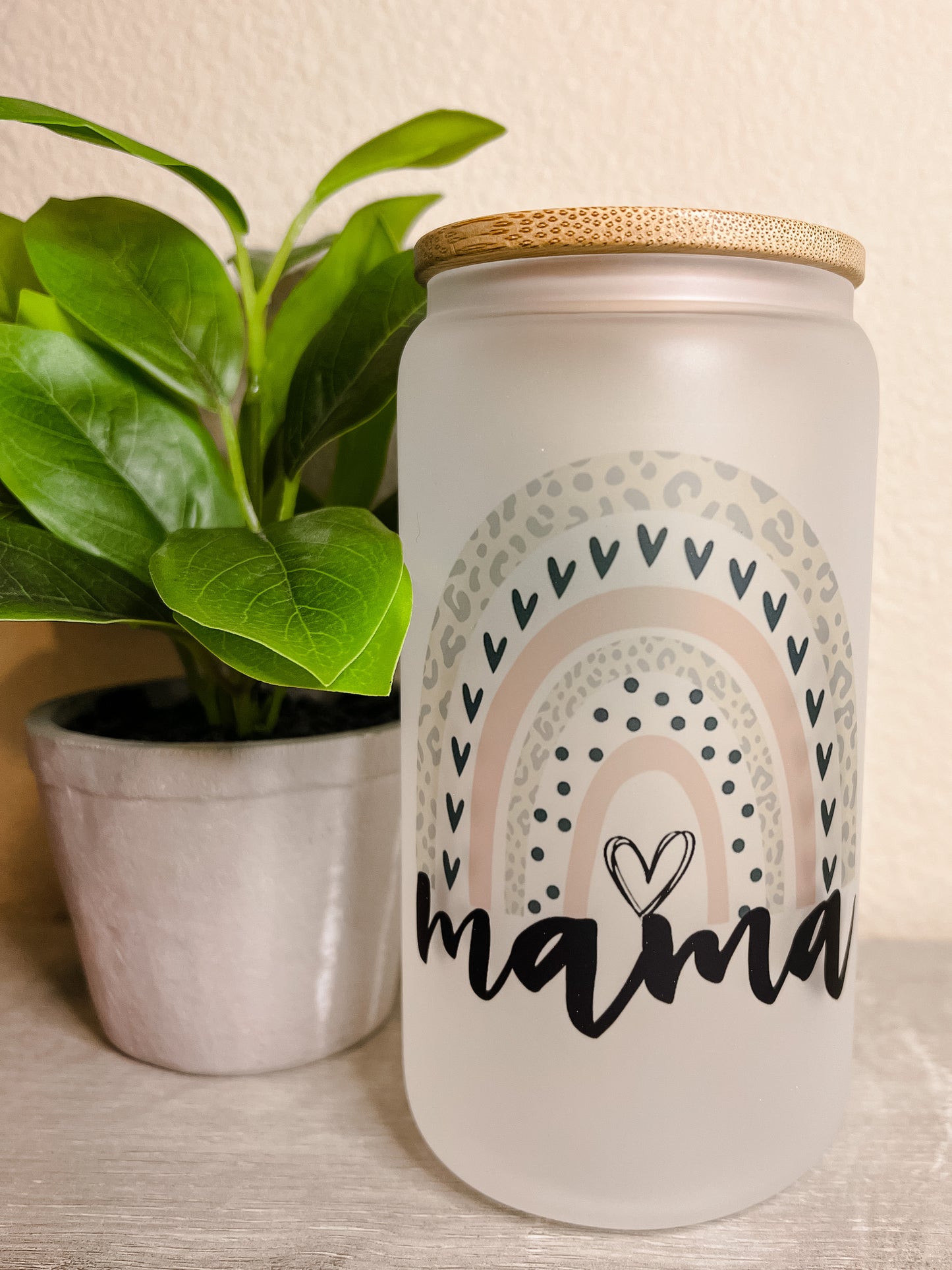 Mama Rainbow 16oz Frosted Glass Cup