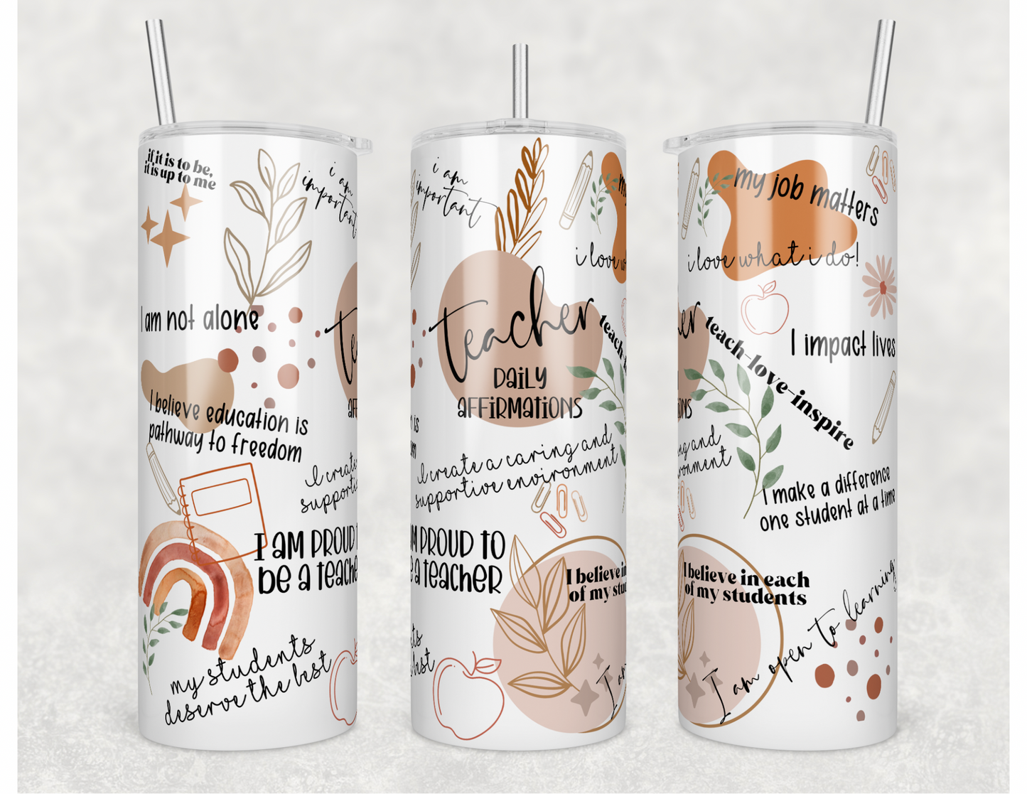 Teacher Daily Affirmations 20oz Stainless Steel Tumbler